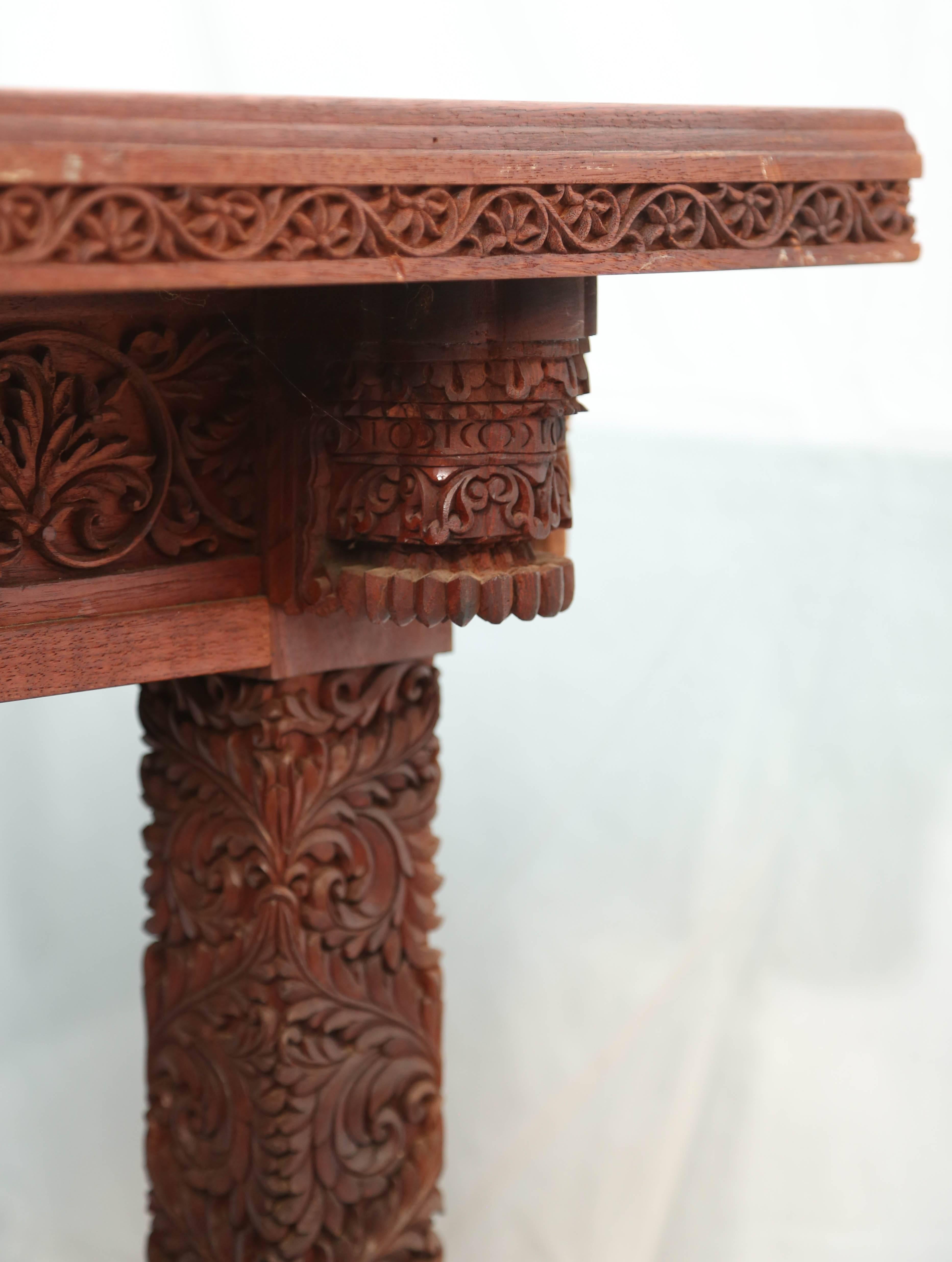 Hand-Carved Rare Anglo-Indian Library Table