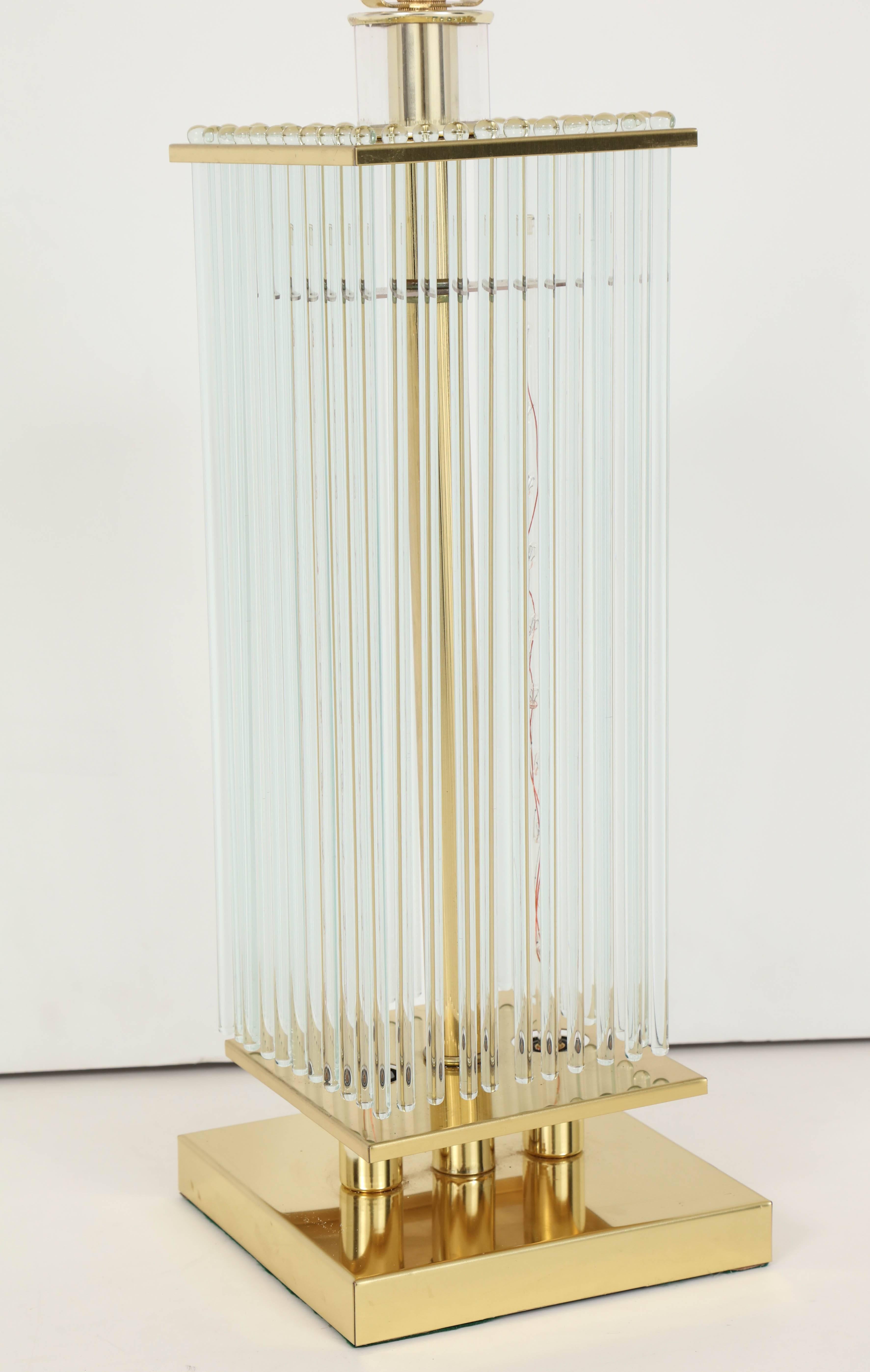 Modern Sciolari Brass and Glass Rod Table Lamps