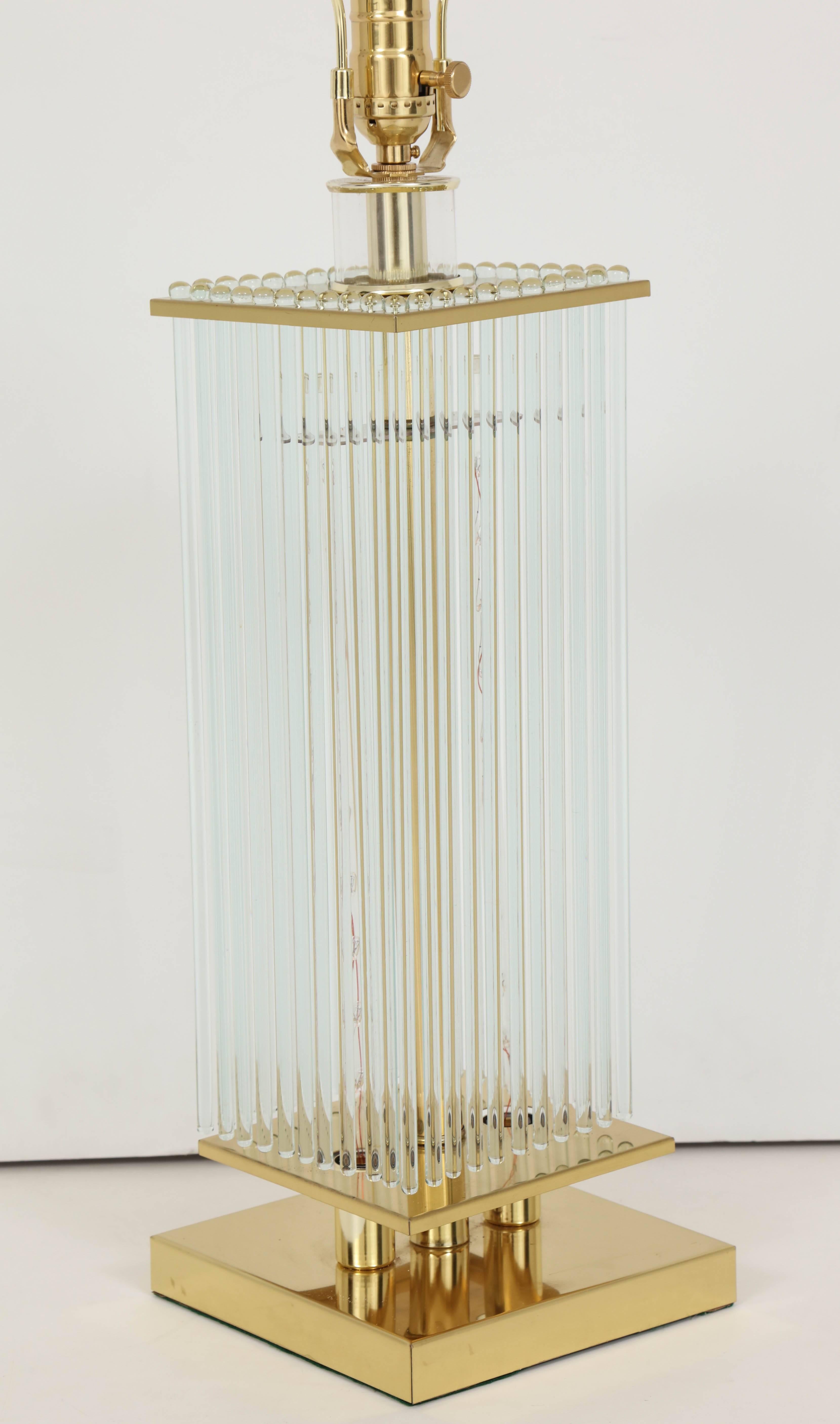 20th Century Sciolari Brass and Glass Rod Table Lamps