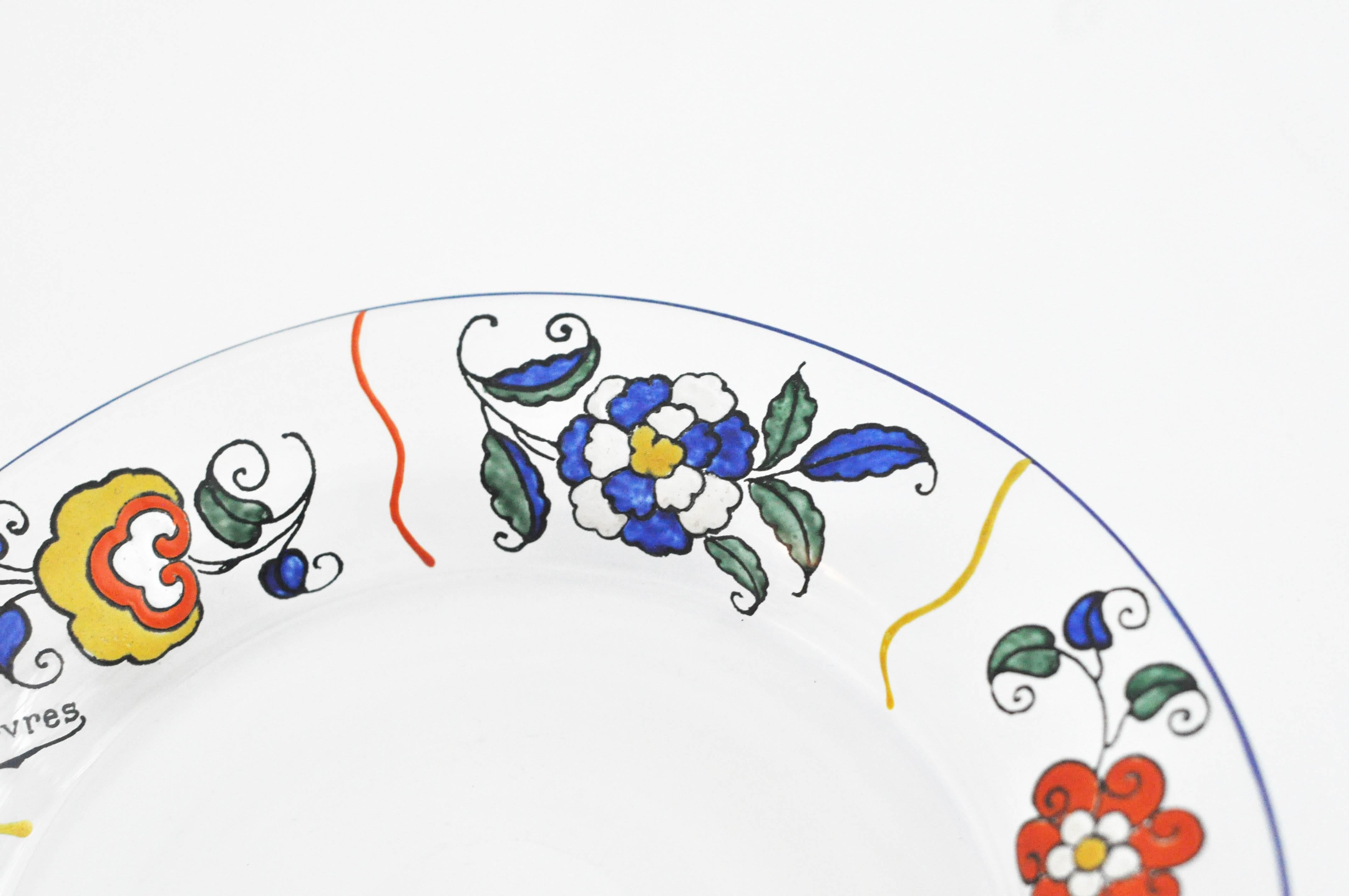 French 1920s Sevres Enameled Glass Plates For Sale