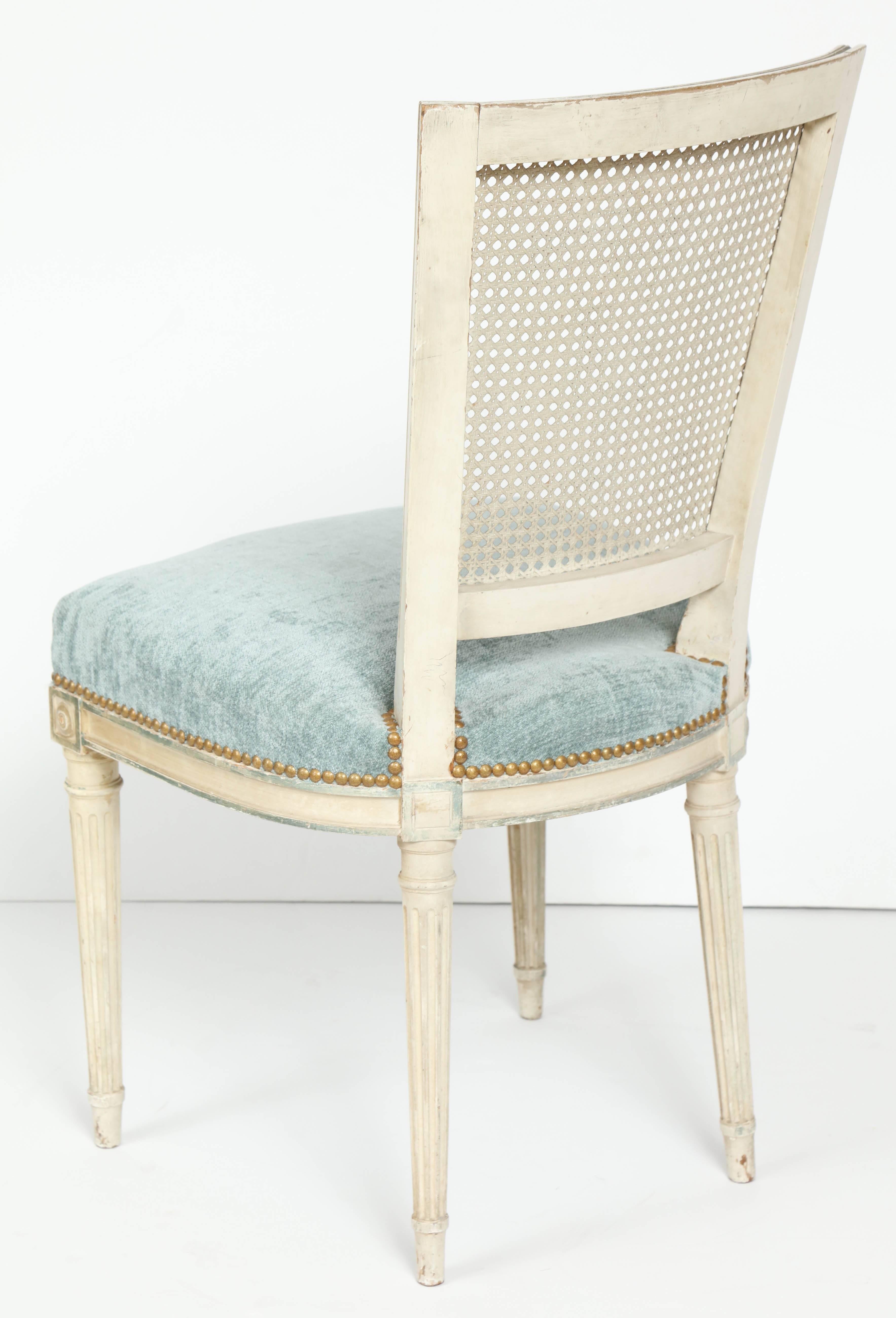 Set of Eight Louis XVI Style Caned Back Dining Chairs 3