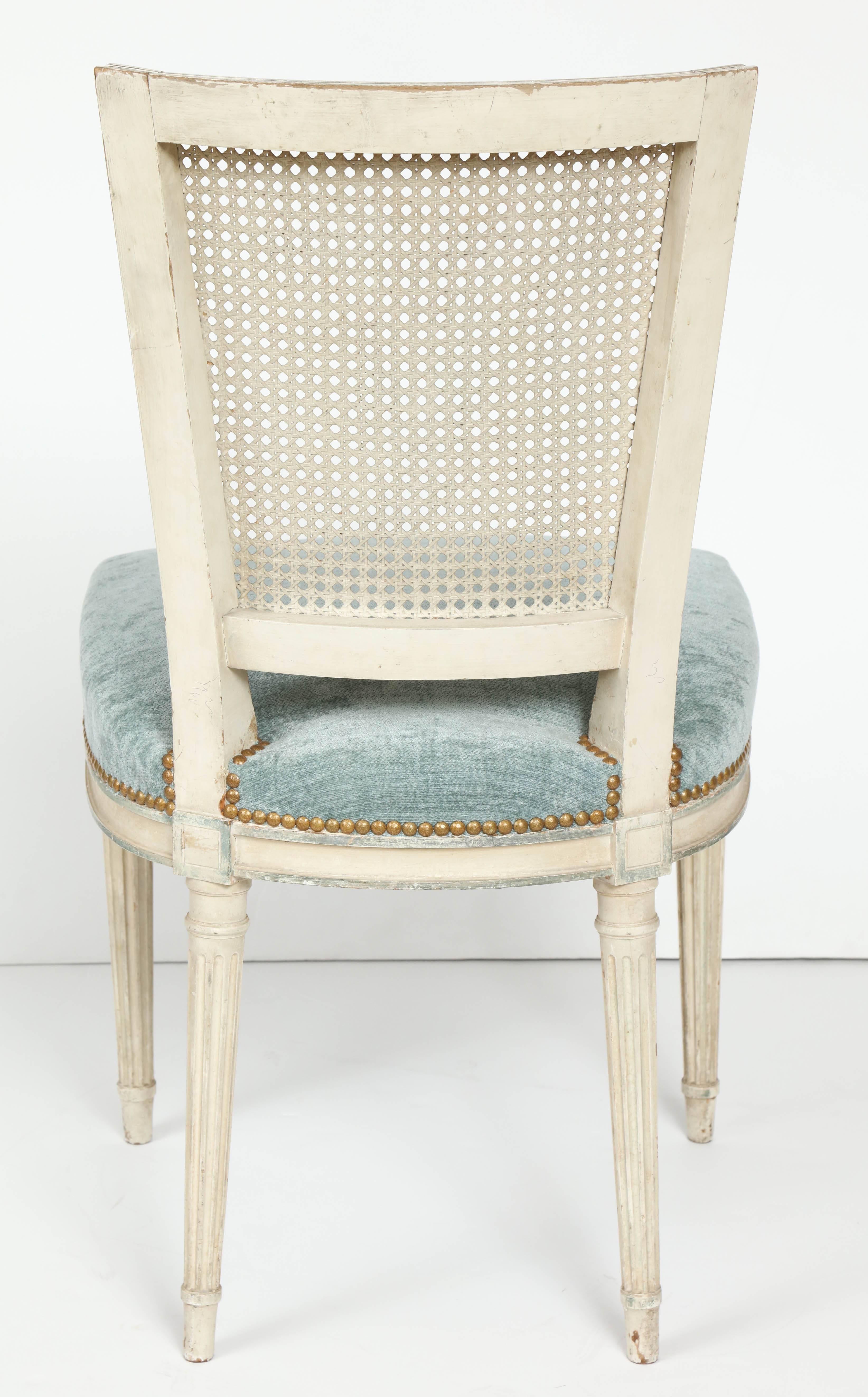Set of Eight Louis XVI Style Caned Back Dining Chairs 4