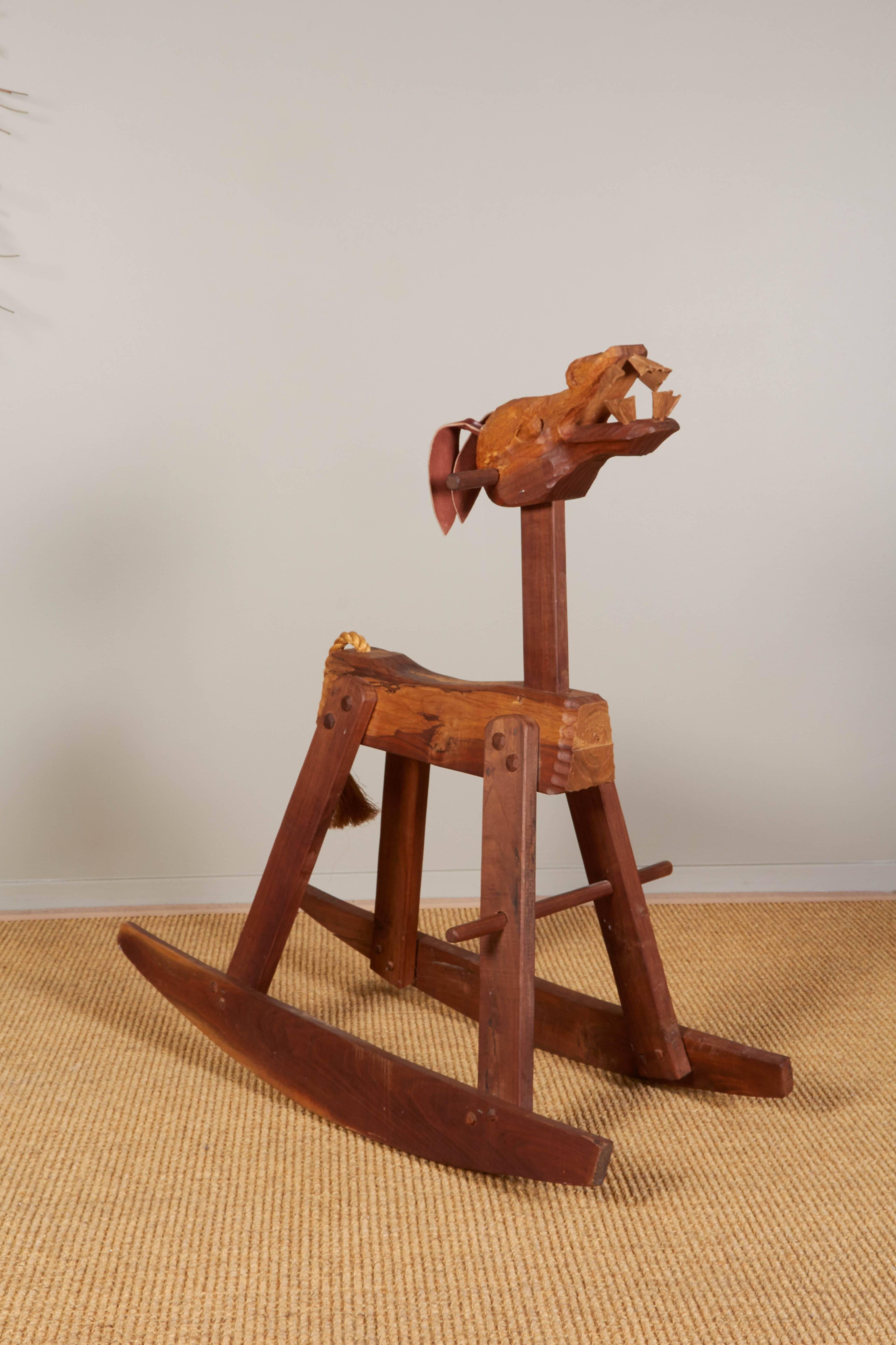 Hand-Carved Wood 'Donkey' Rocking Horse 1