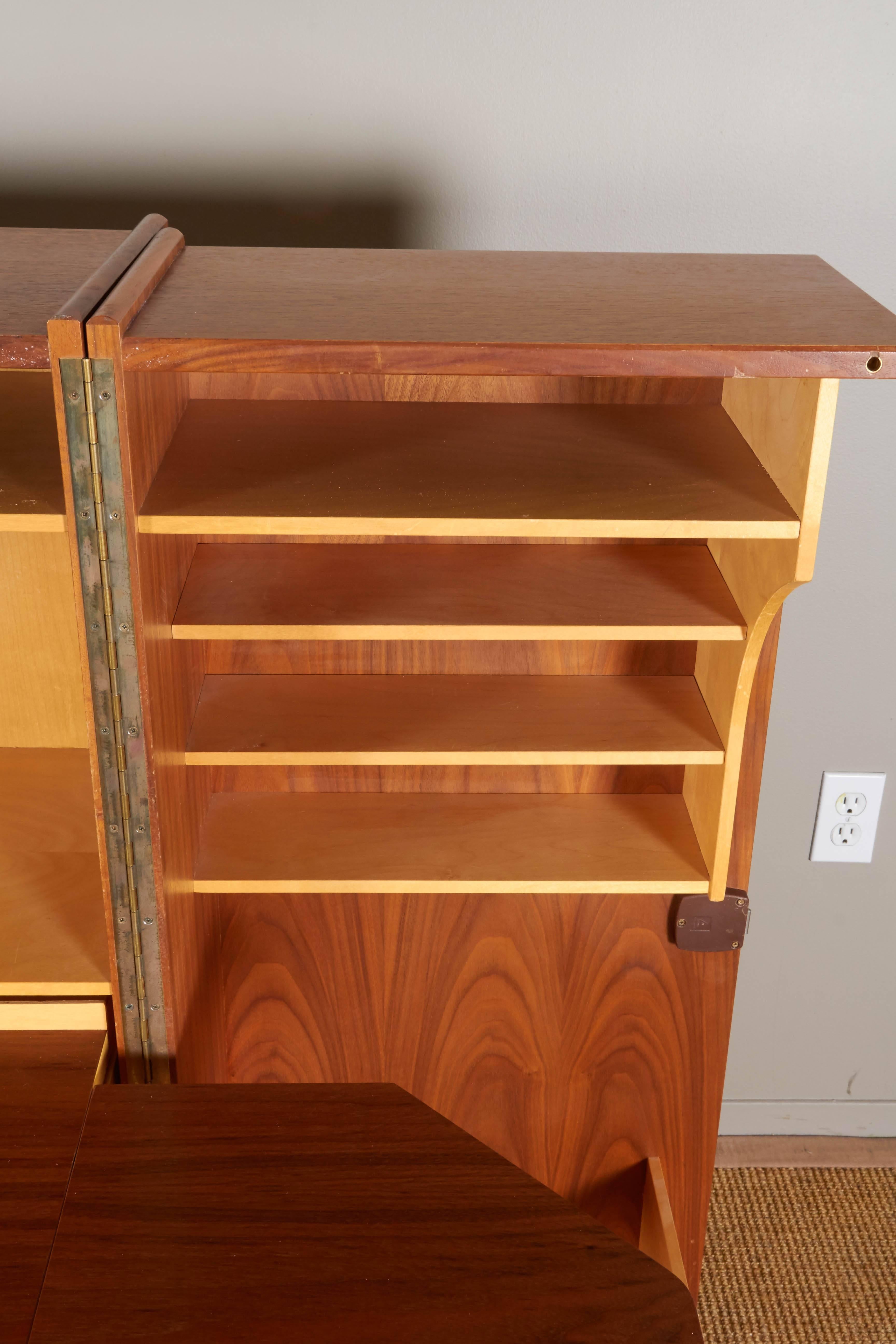 Mid-Century Modern Mummenthaler and Meier Teak 'Magic Box' Fold Out Secretary Desk and Cabinet