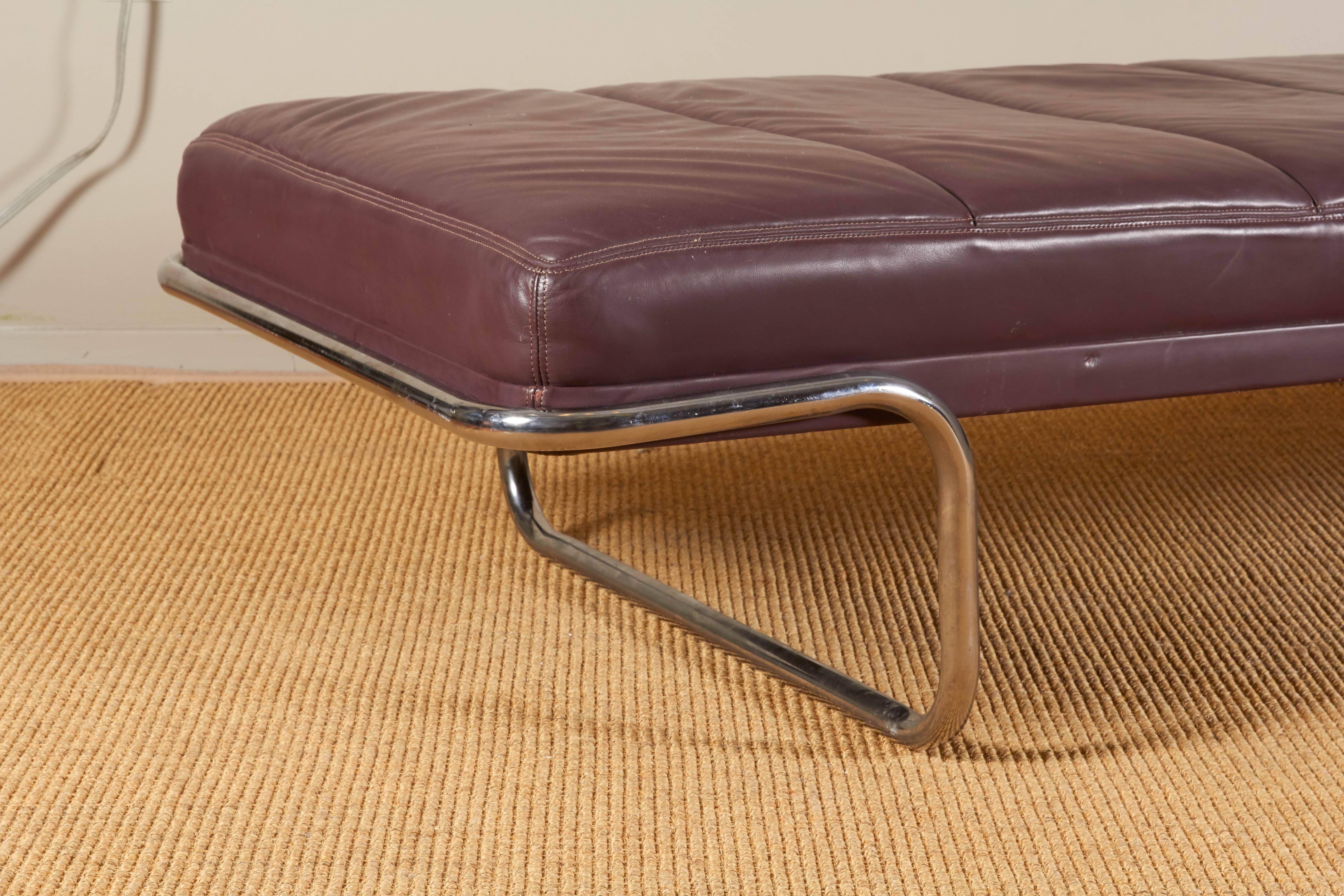 Late 20th Century Brayton International Leather Daybed and Bench on Chrome Base