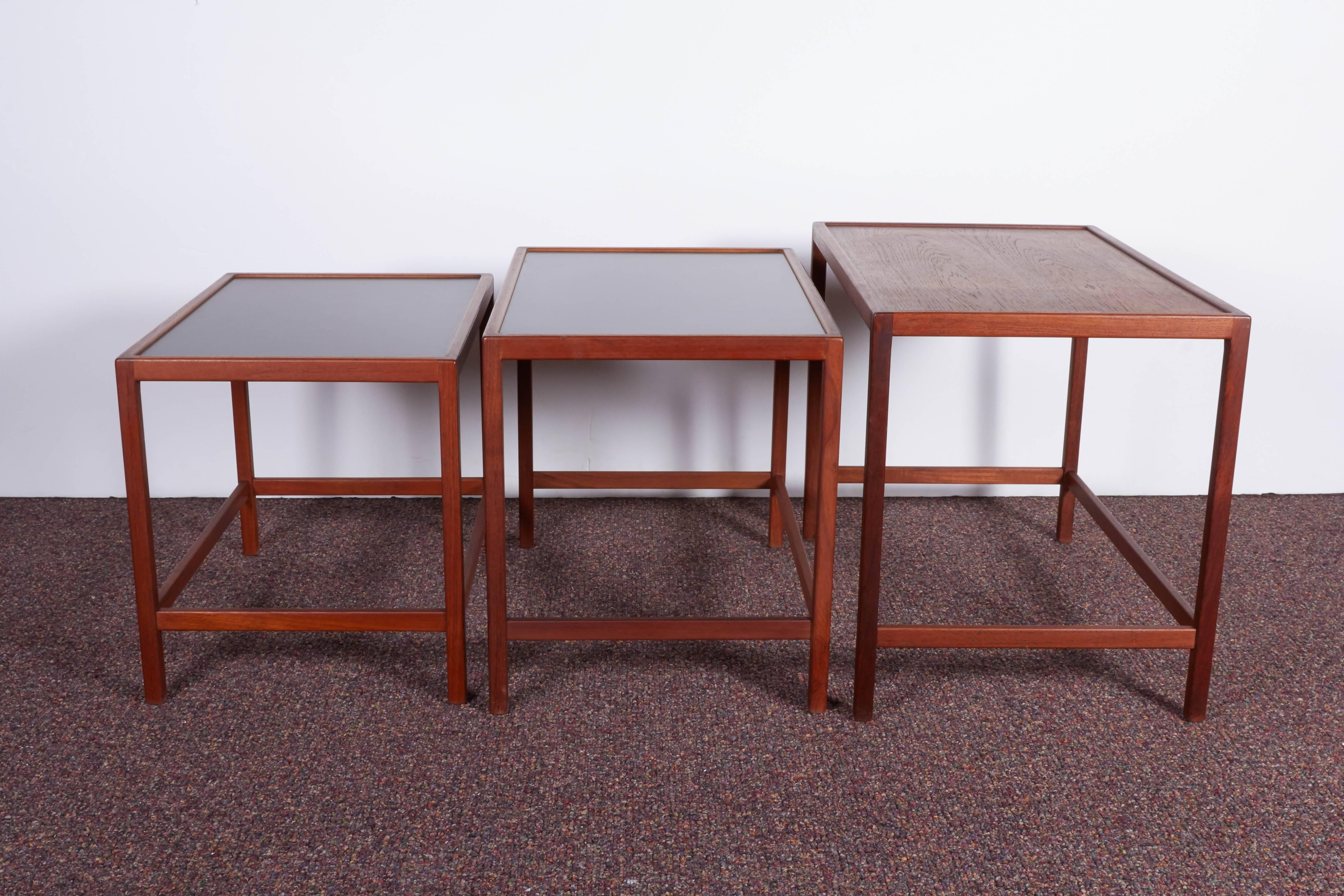 Mid-Century Modern Kurt Ostervig Set of Three Teak Nesting Tables