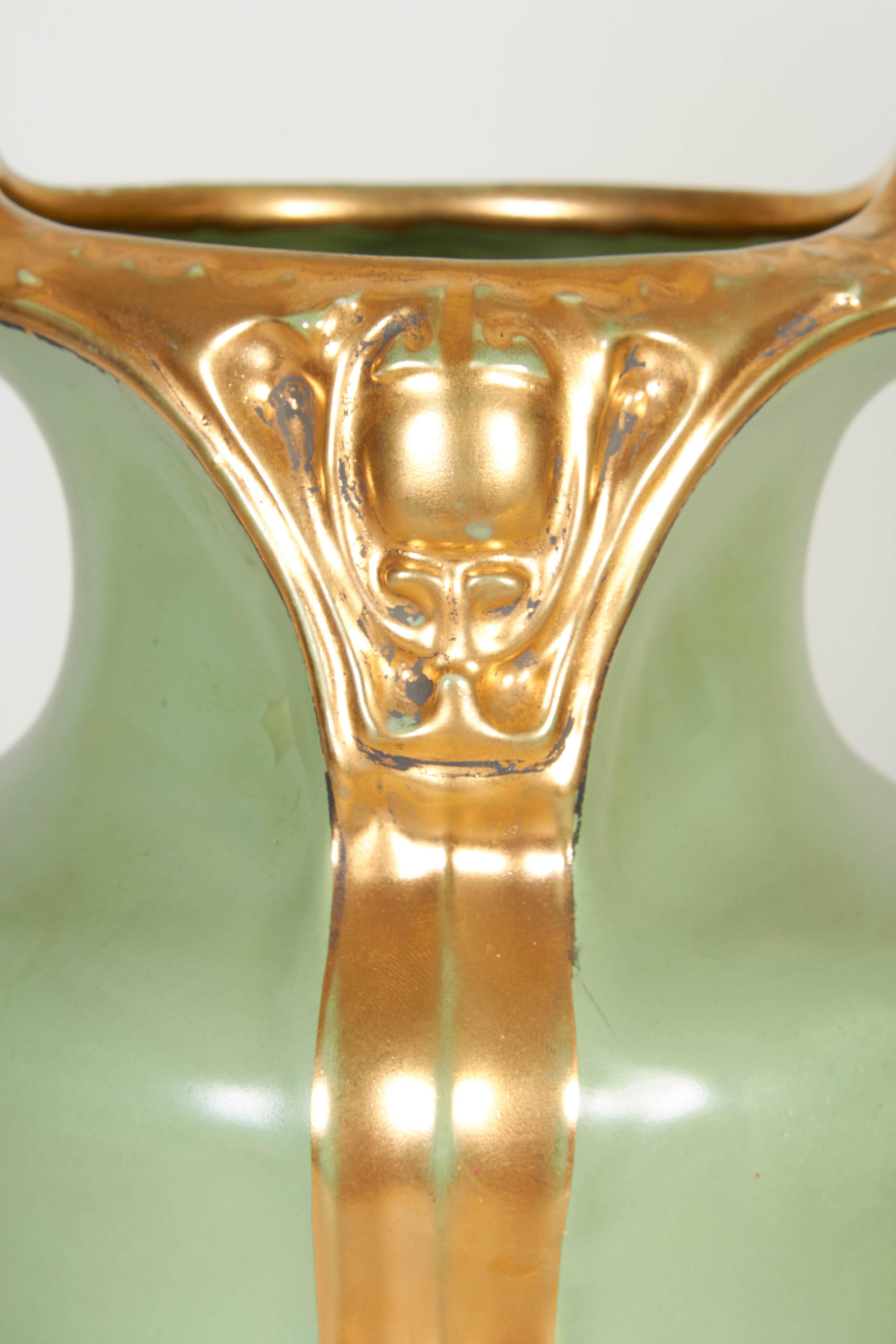 20th Century Austrian Greek Revival Gilt Porcelain Urn Vase