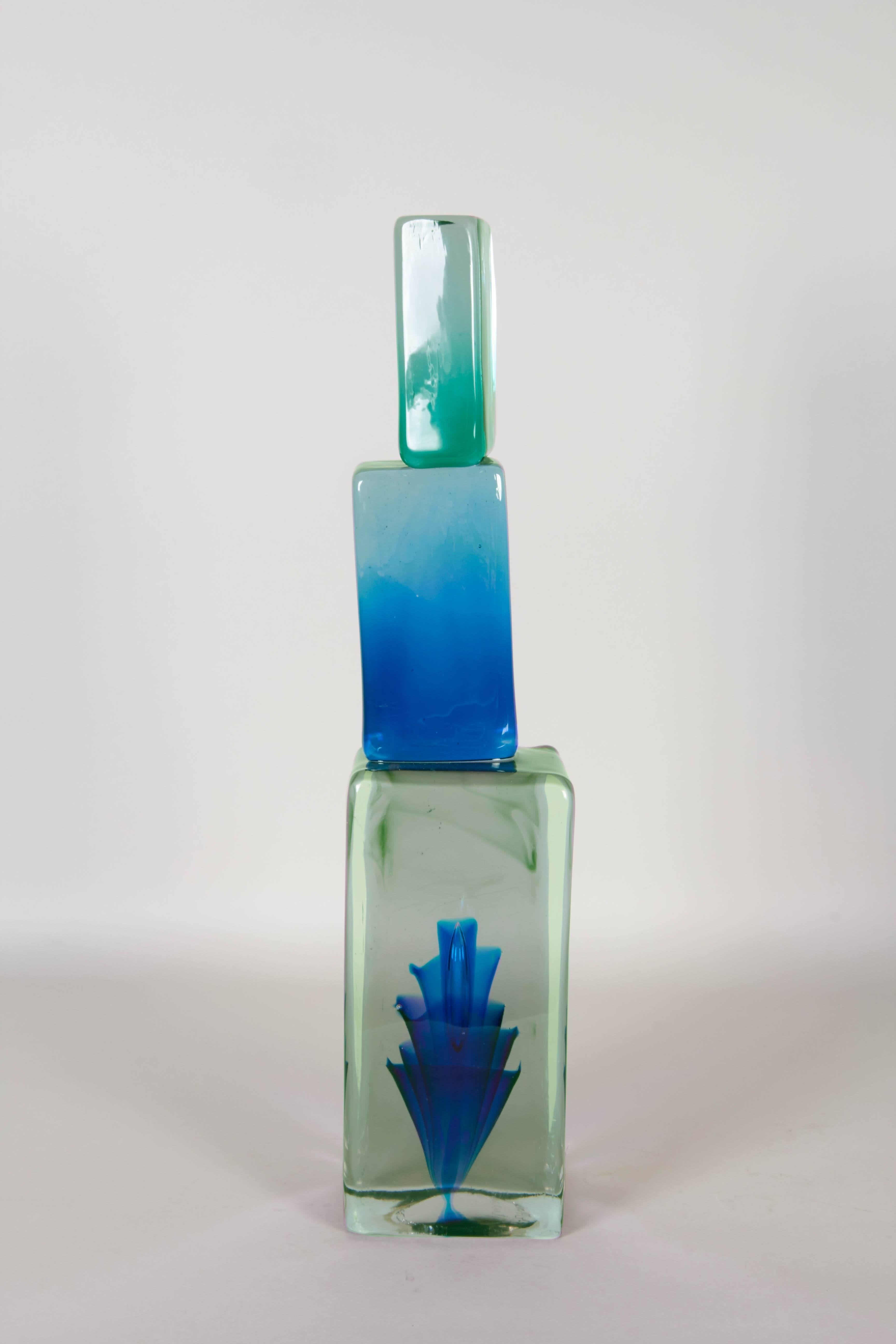 Mid-Century Modern Ermanno Nason Modernist Murano Glass Sculpture, Signed and Dated