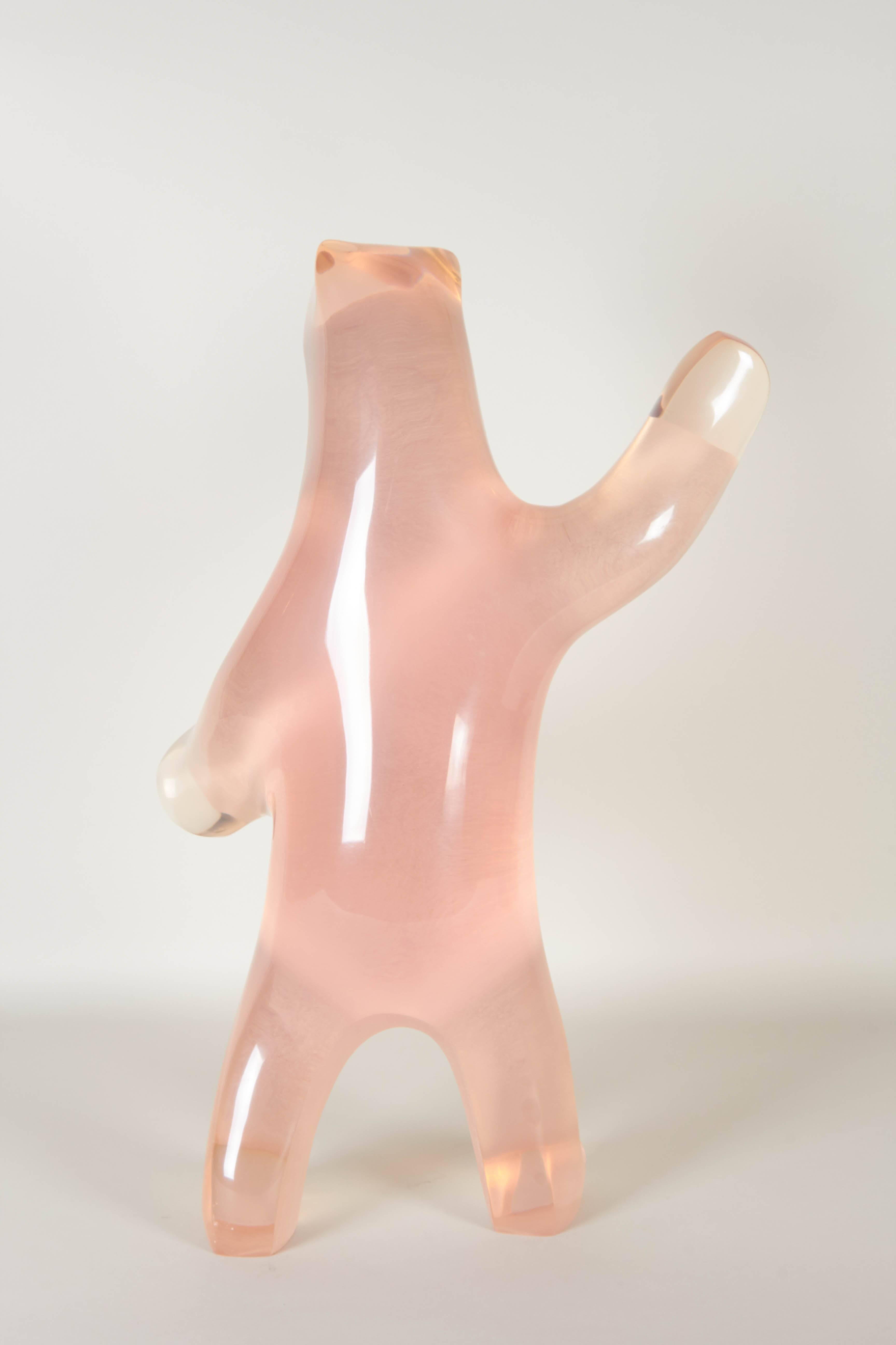 Frosted Louis Von Koelnau 'Walking Bear' Sculpture in Lucite, Signed and Dated