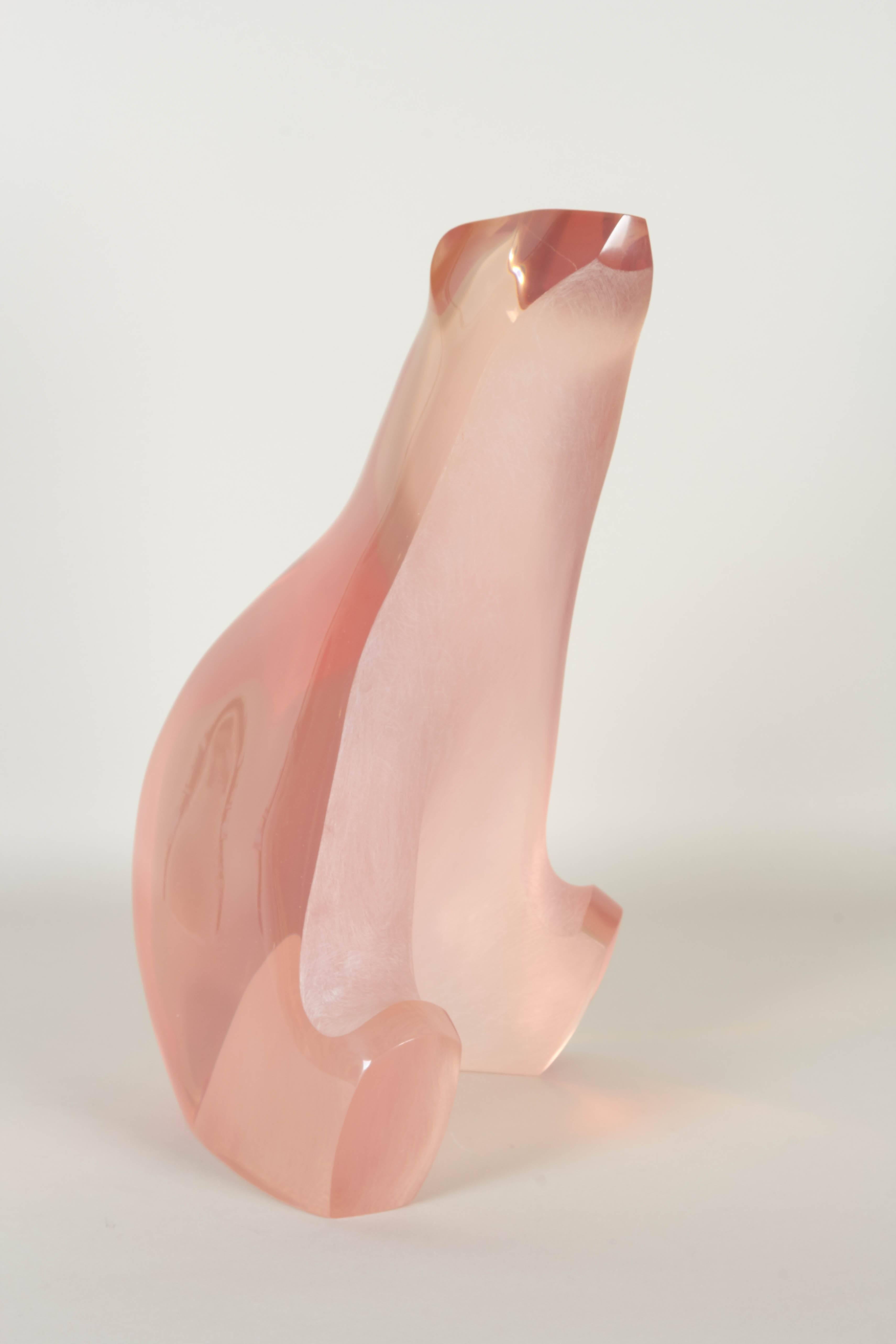 Modern Louis Von Koelnau 'Seated Bear' in Pink Lucite, Signed and Dated