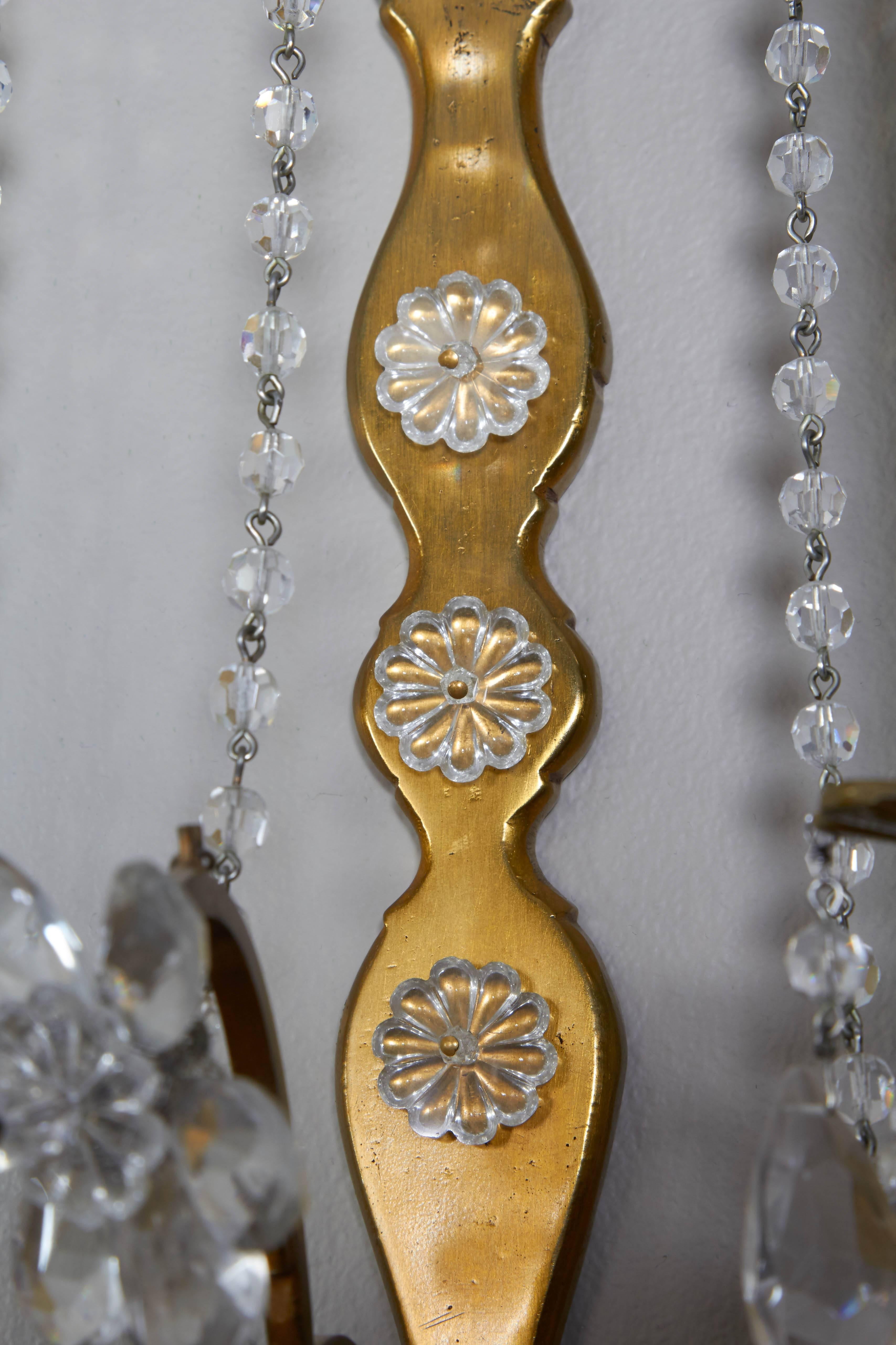 Neoclassical Style Metal Sconces with Crystal Florets 1