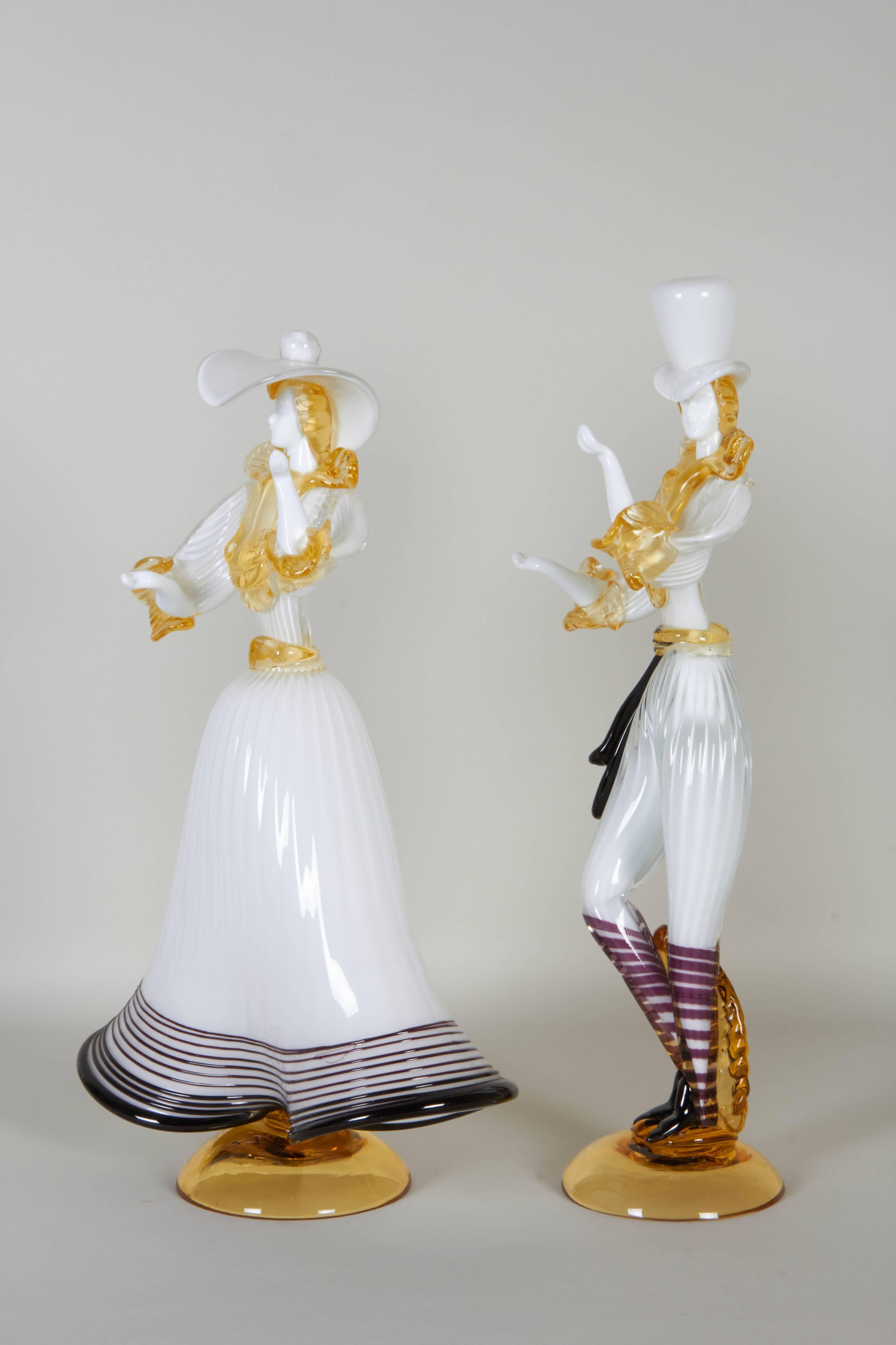 Italian Pair of Formia Murano Glass Figurines