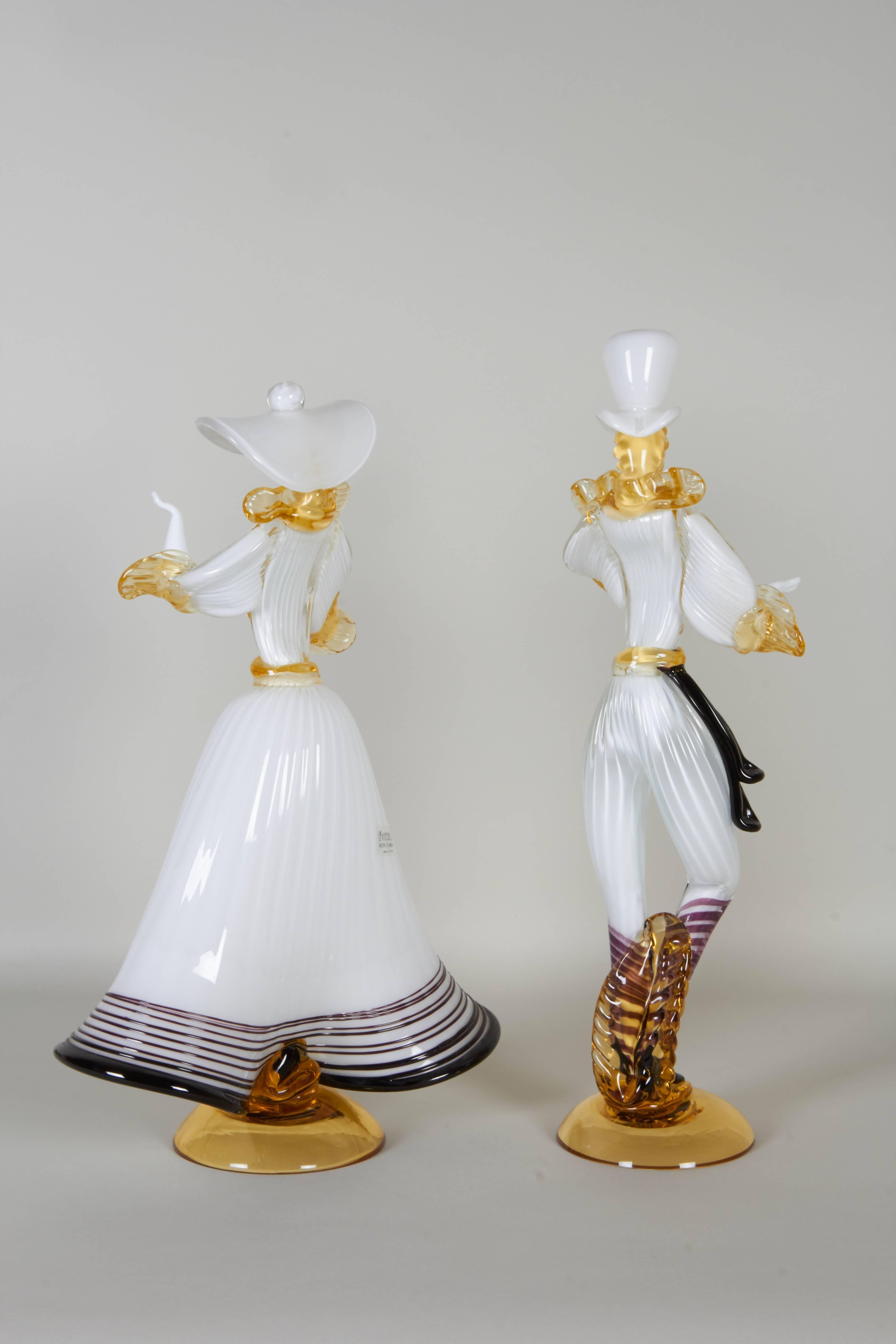 Mid-20th Century Pair of Formia Murano Glass Figurines