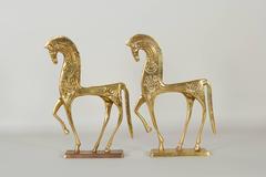 Pair of Frederick Weinberg Brass Etruscan Horses
