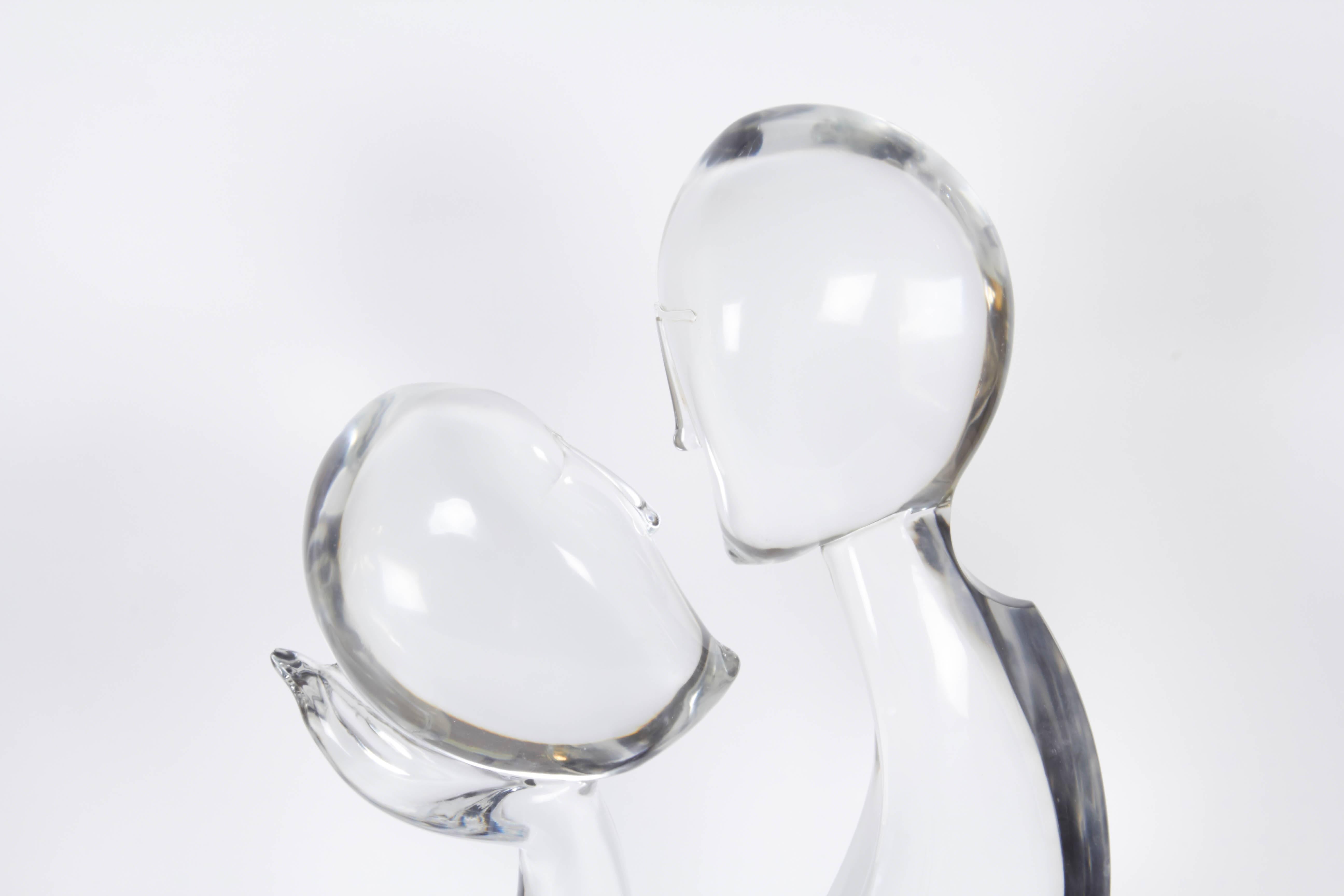 Late 20th Century Loredano Rosin 'The Kiss' Murano Glass Sculpture, Signed