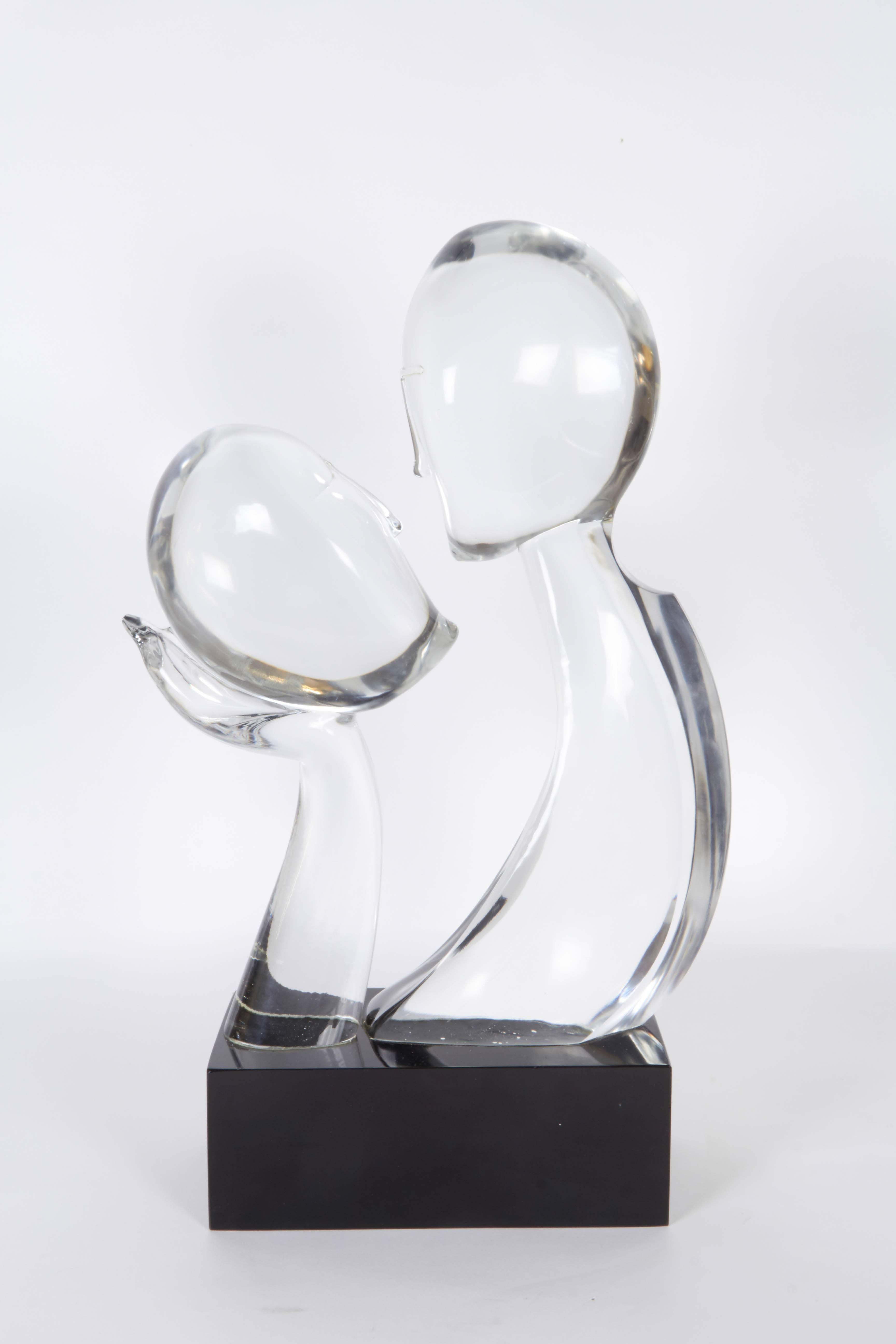 Loredano Rosin 'The Kiss' Murano Glass Sculpture, Signed 1