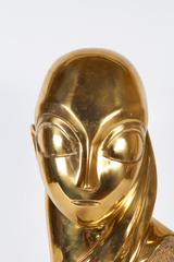 Brass Female Bust, in the Manner of Constantin Brancusi