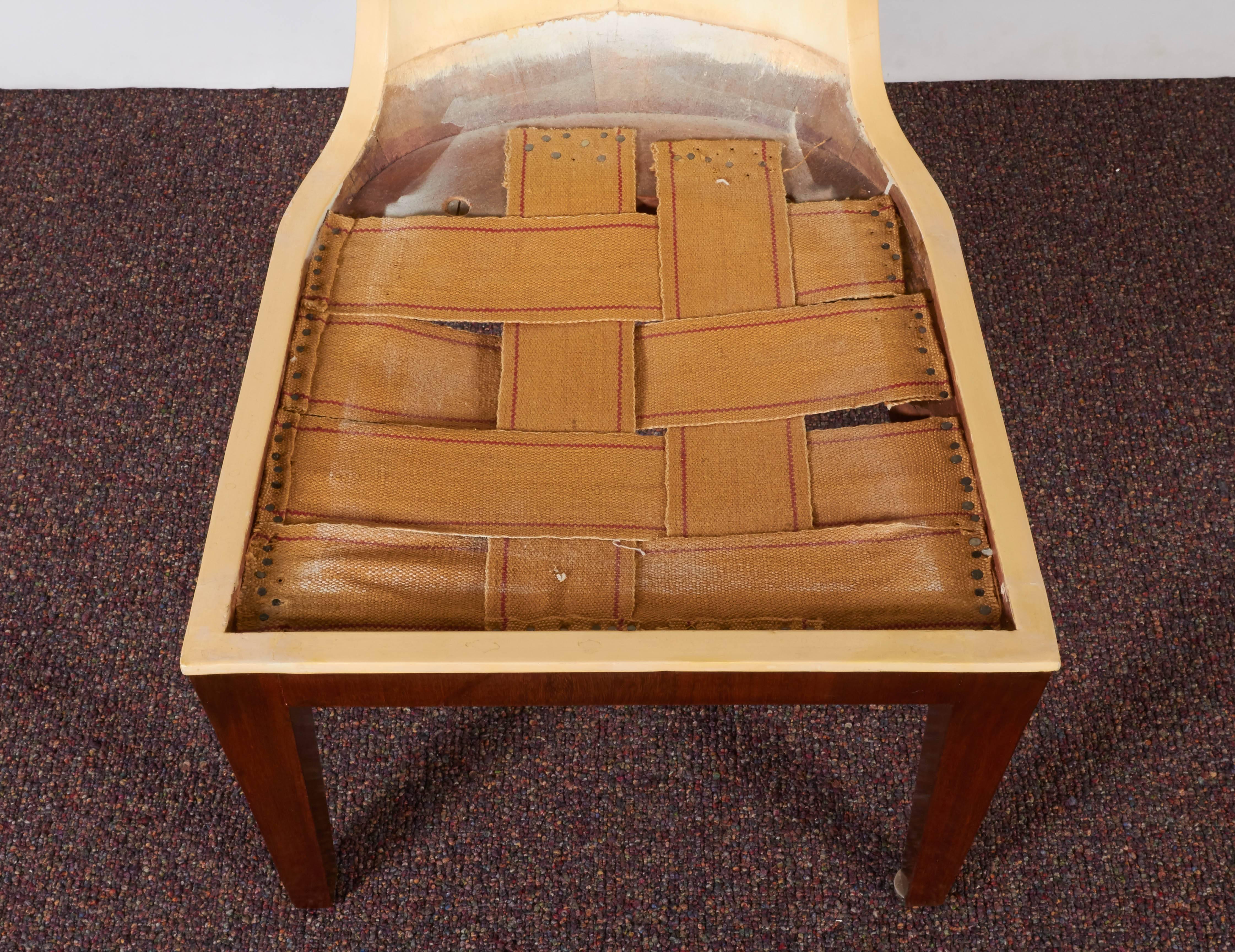 Pair of Ernest Boiceau French Art Deco Gondola Chairs in Mahogany 1