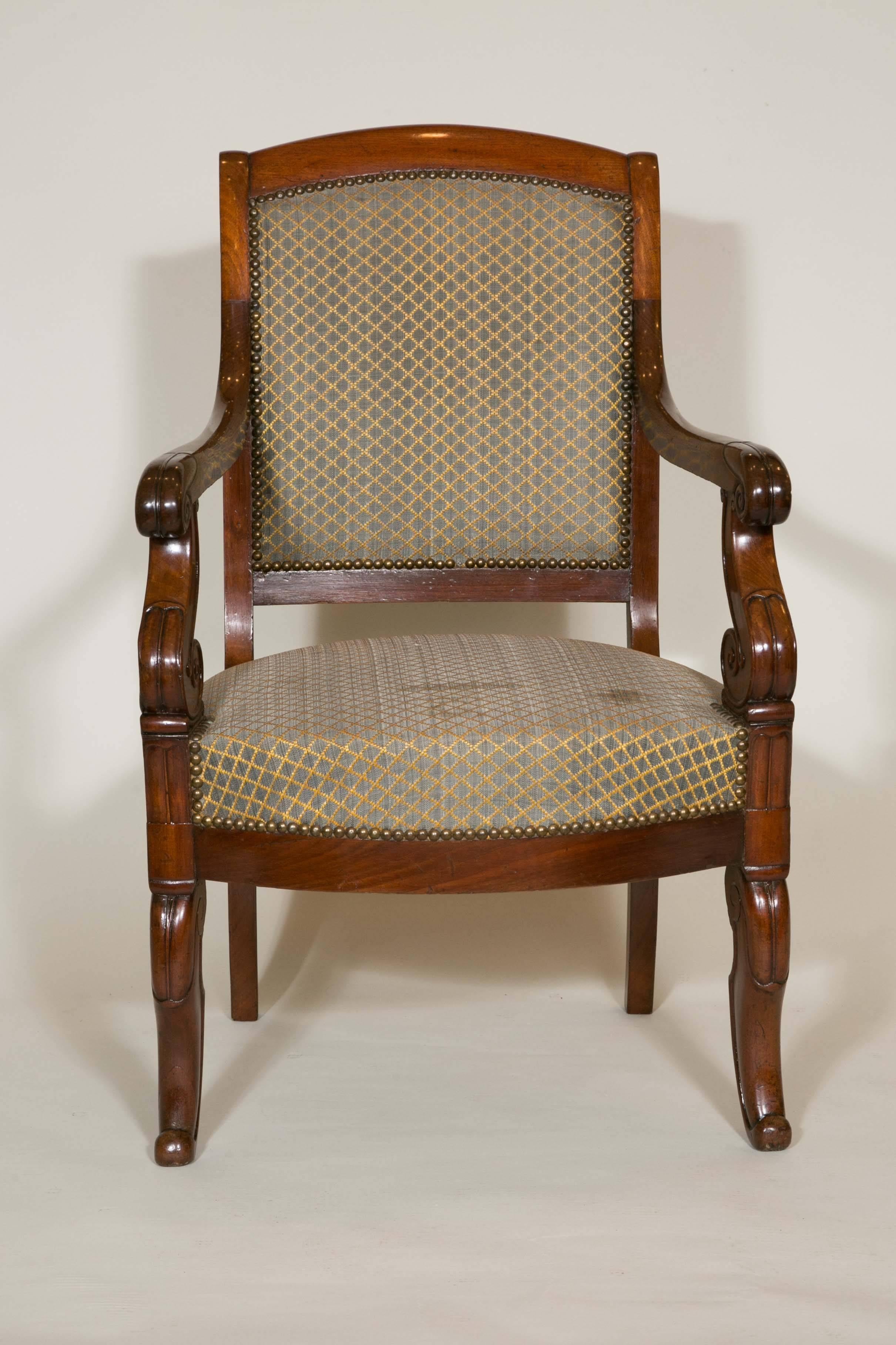 French Suite of Four Armchairs from the Restauration Period, 19th Century