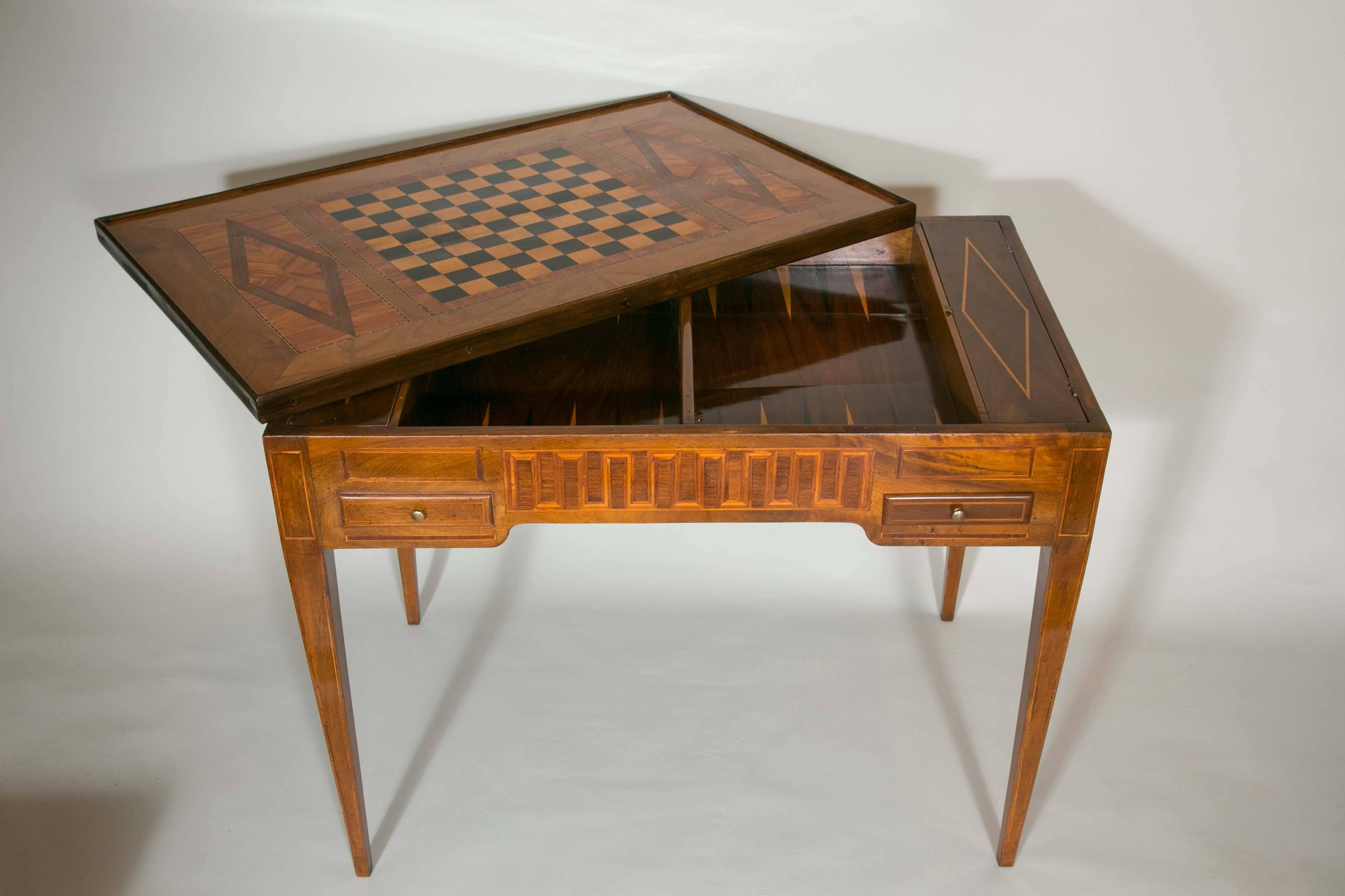 Louis XVI 18th Century Games Table in Marquetry of Precious and Rare Woods