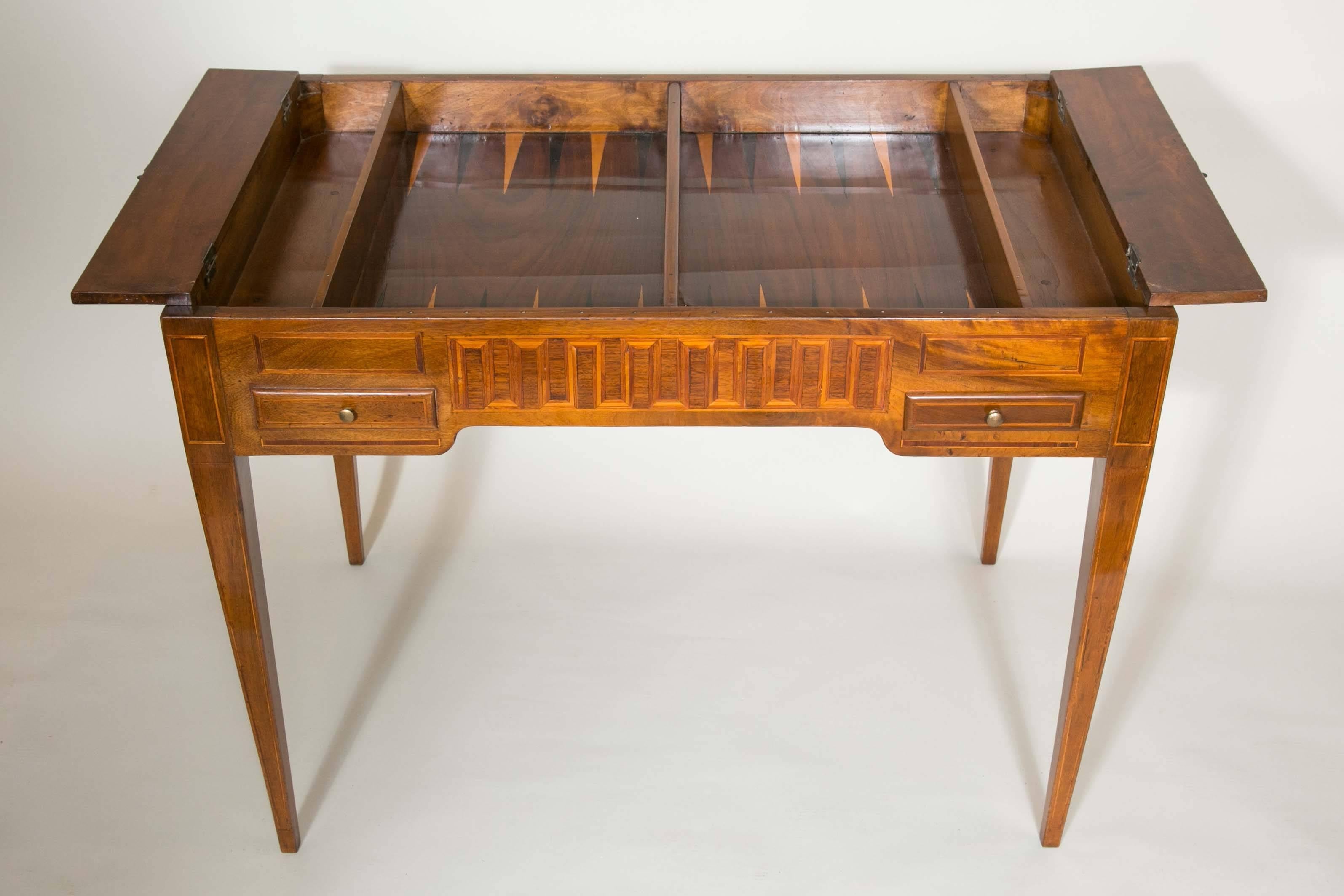 18th Century and Earlier 18th Century Games Table in Marquetry of Precious and Rare Woods