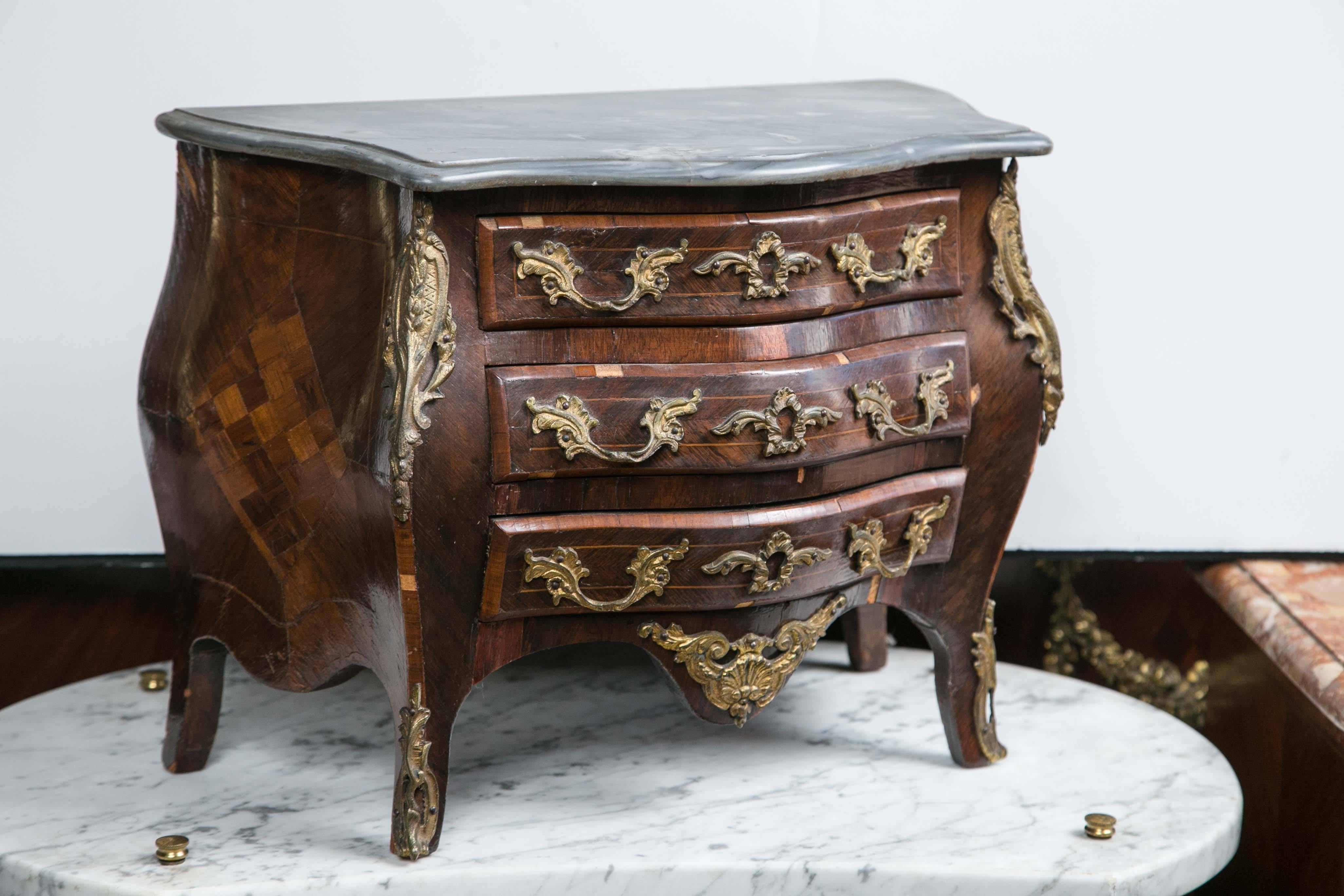 19th Century Miniature Louis XV Style Marble Commode For Sale