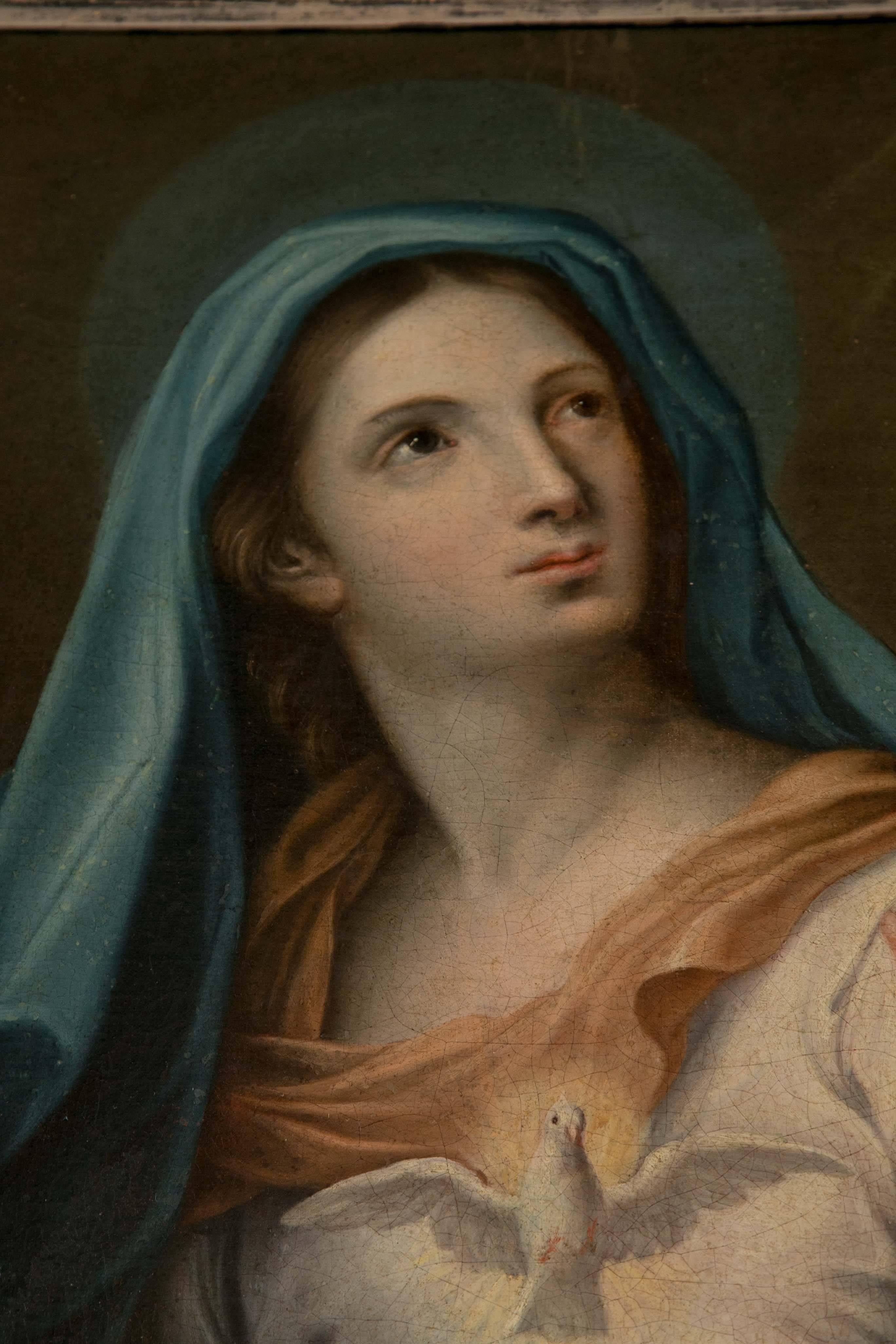 18th Century French Oil on Canvas of the Virgin 1