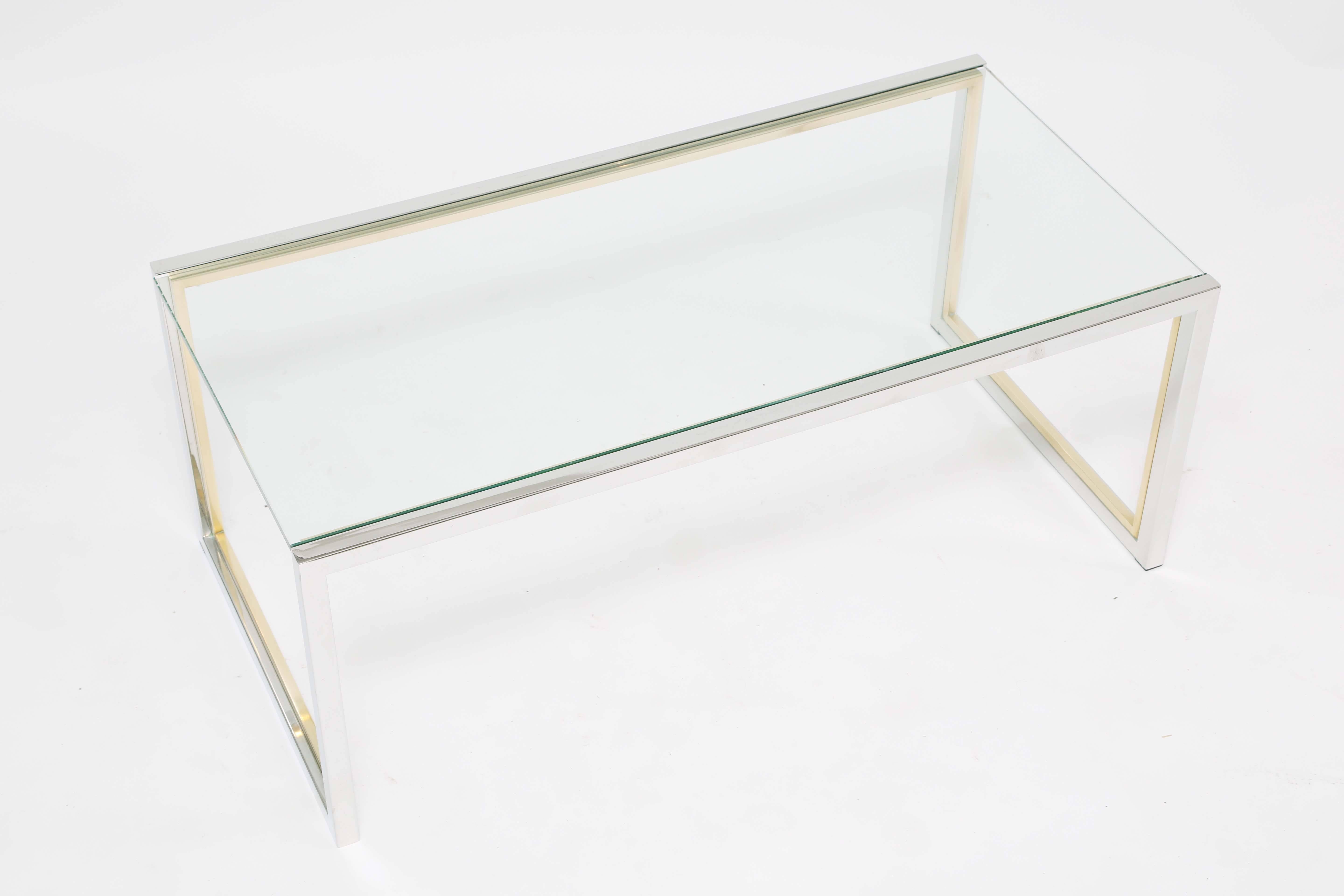 Chrome and Brass Open Frame Coffee Table in the Manner of Romeo Rega In Good Condition For Sale In West Palm Beach, FL