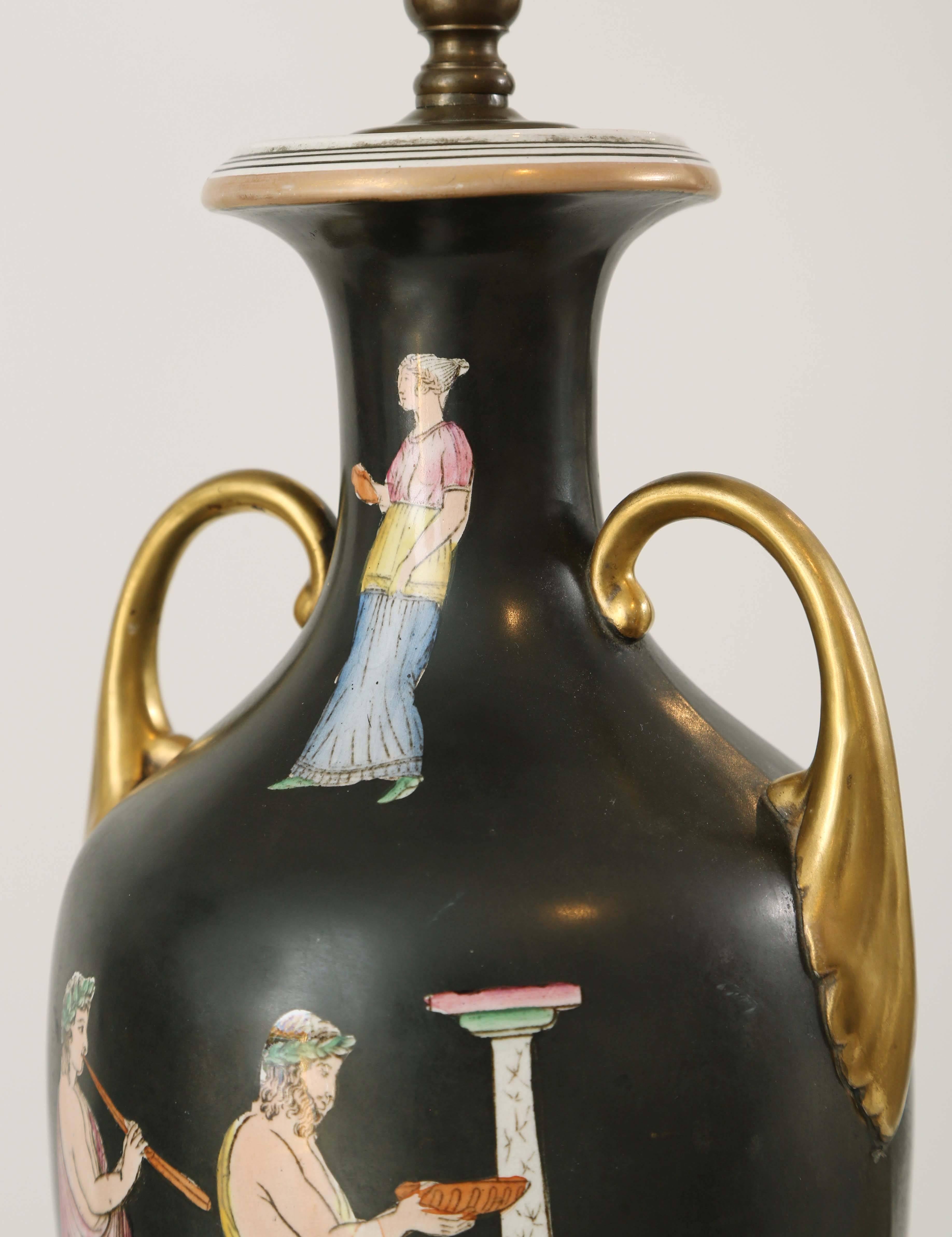Late 19th Century Pair of Staffordshire Classical Urn-Form Lamps For Sale