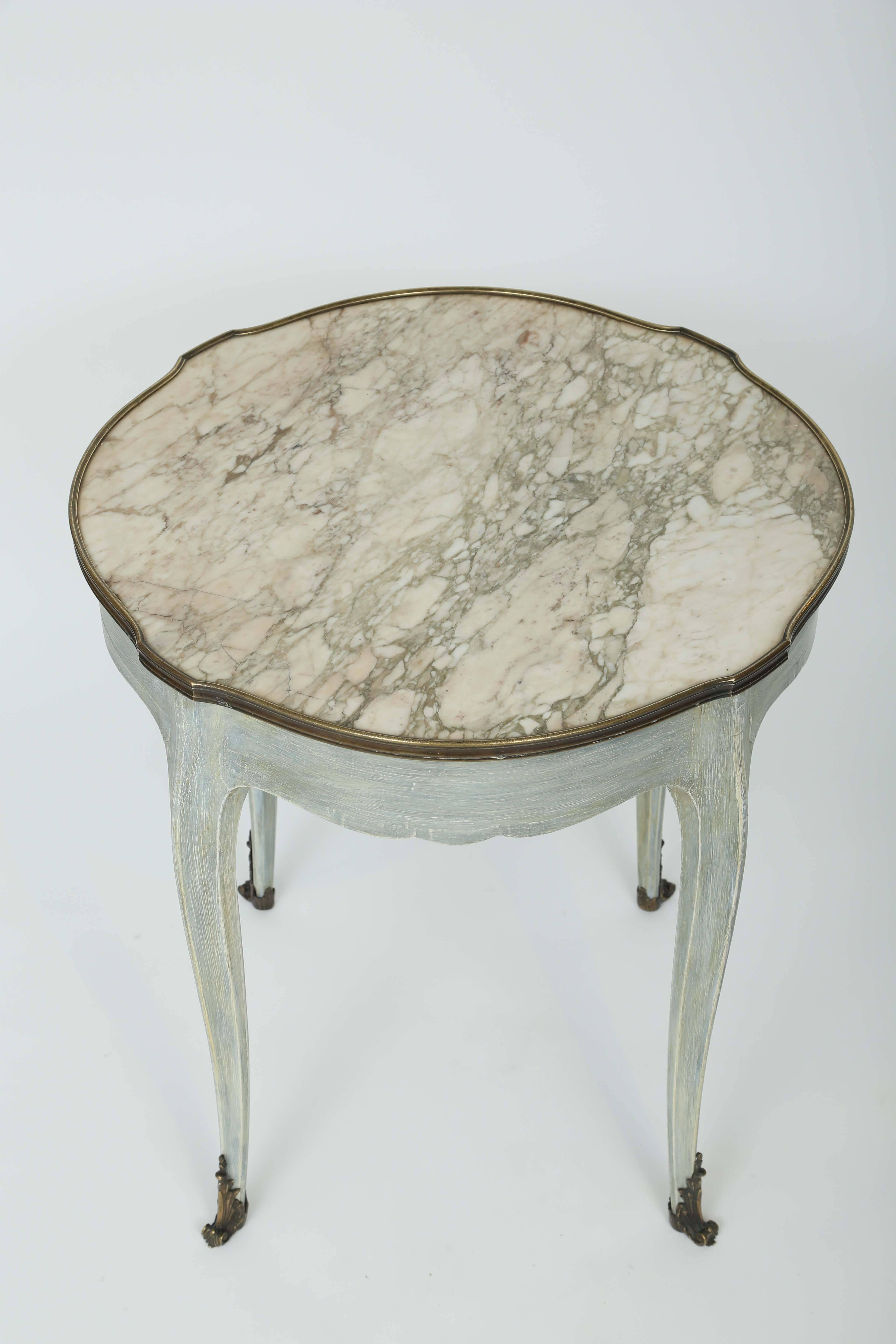 French Painted Louis XVI Style Marble-Top Occasional Table