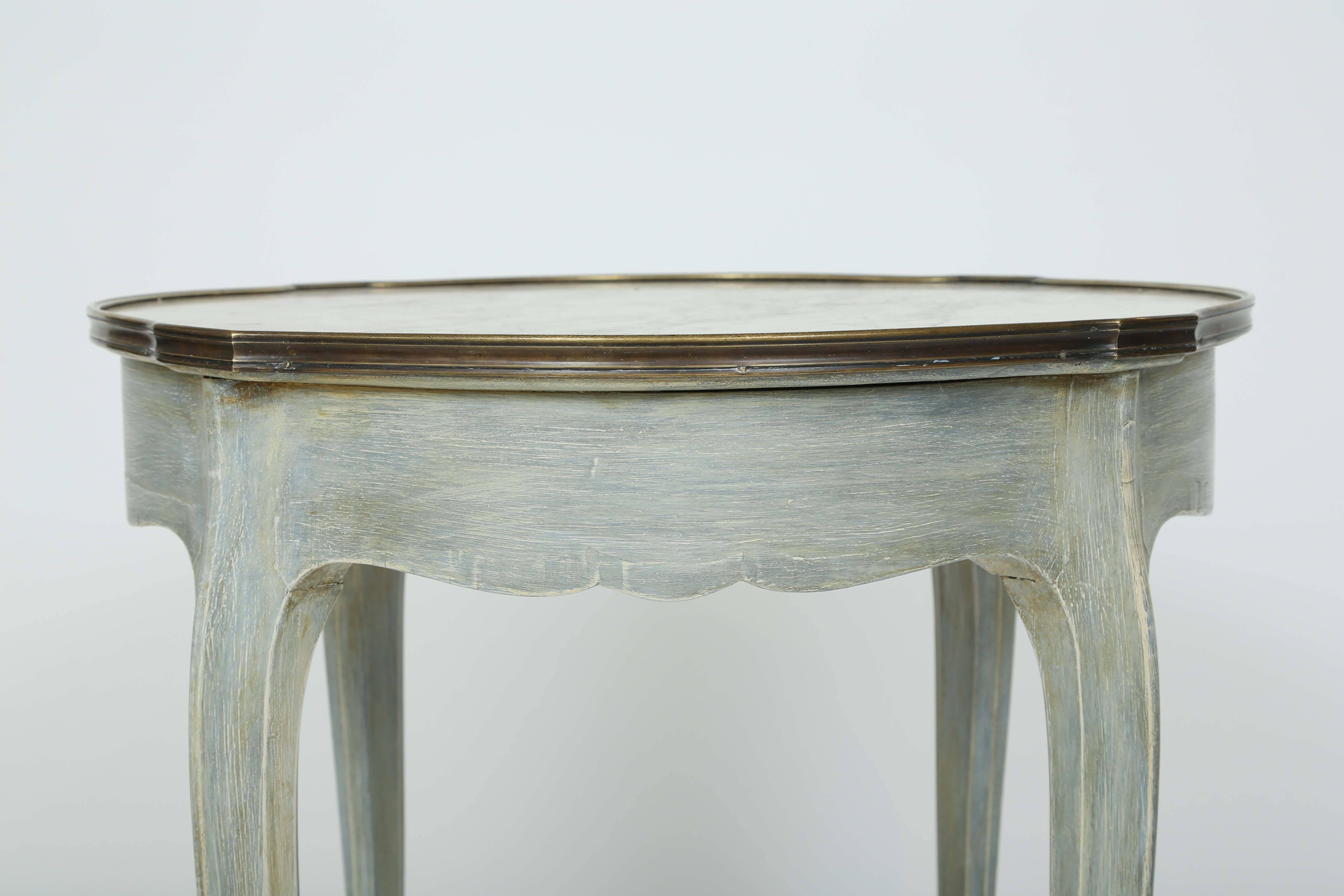 Painted Louis XVI Style Marble-Top Occasional Table In Excellent Condition In West Palm Beach, FL