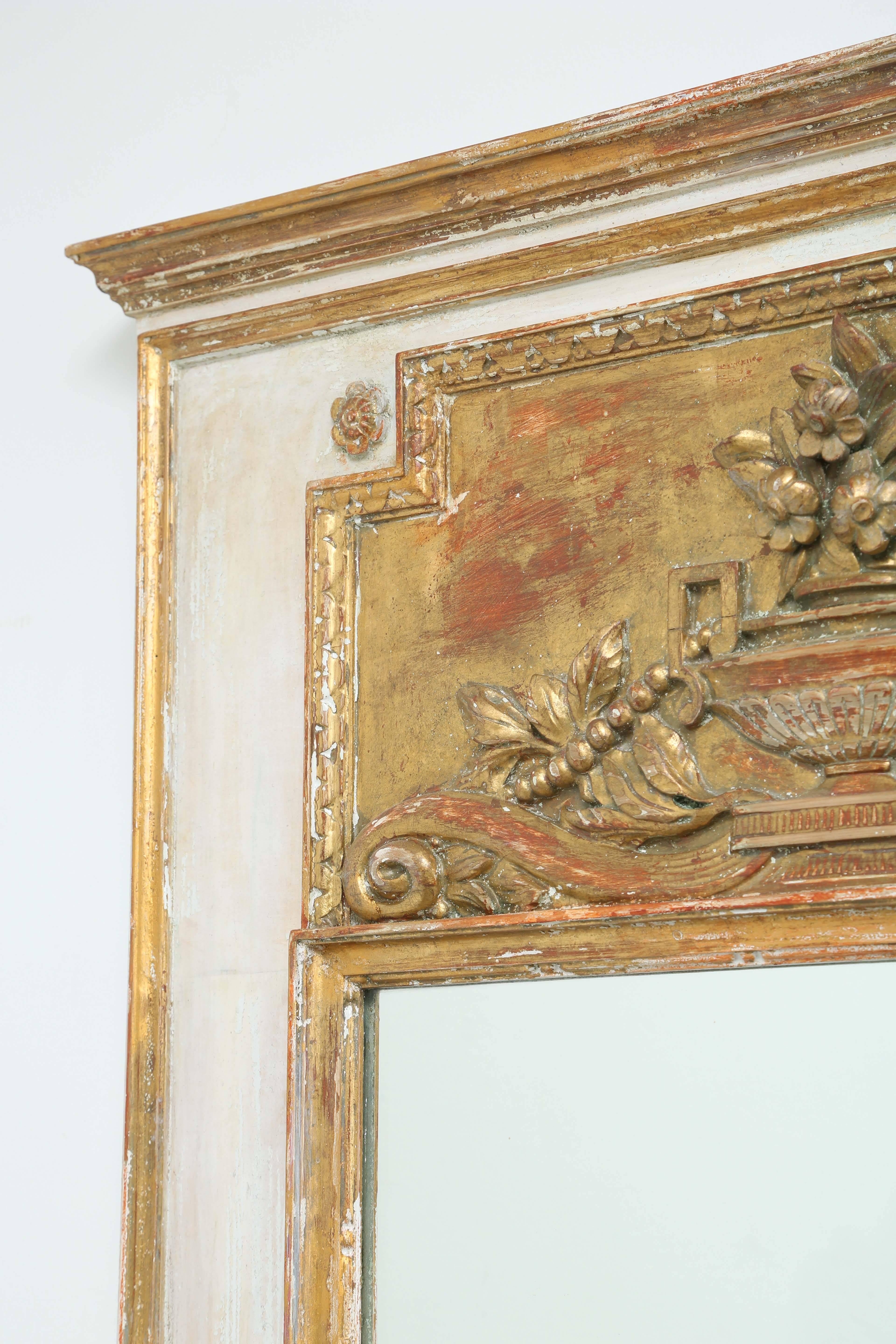 French Painted and Parcel Gilt Trumeau For Sale