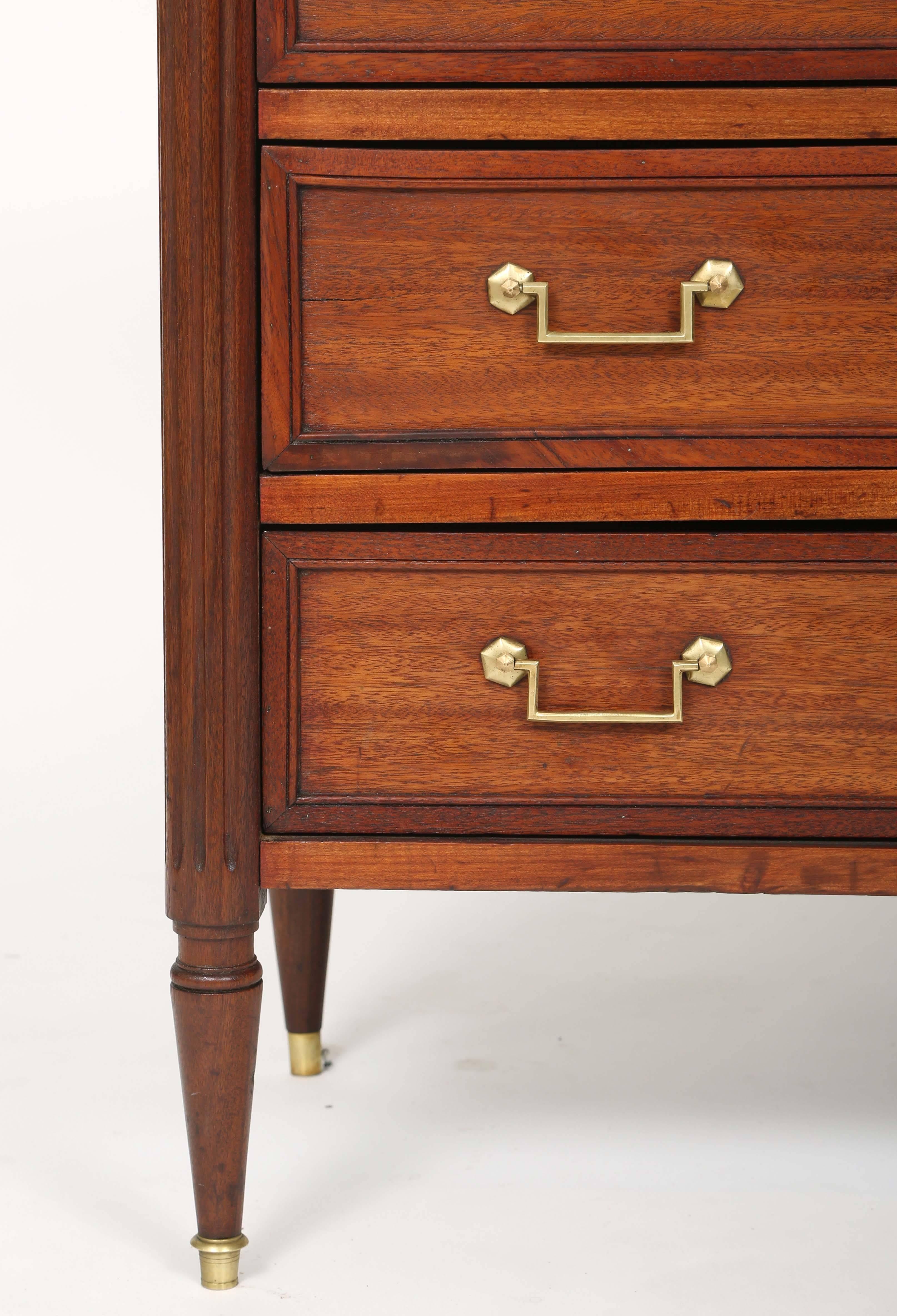 19th Century Louis XVI Style Mahogany Commode with White Marble Top and Pierced Gallery