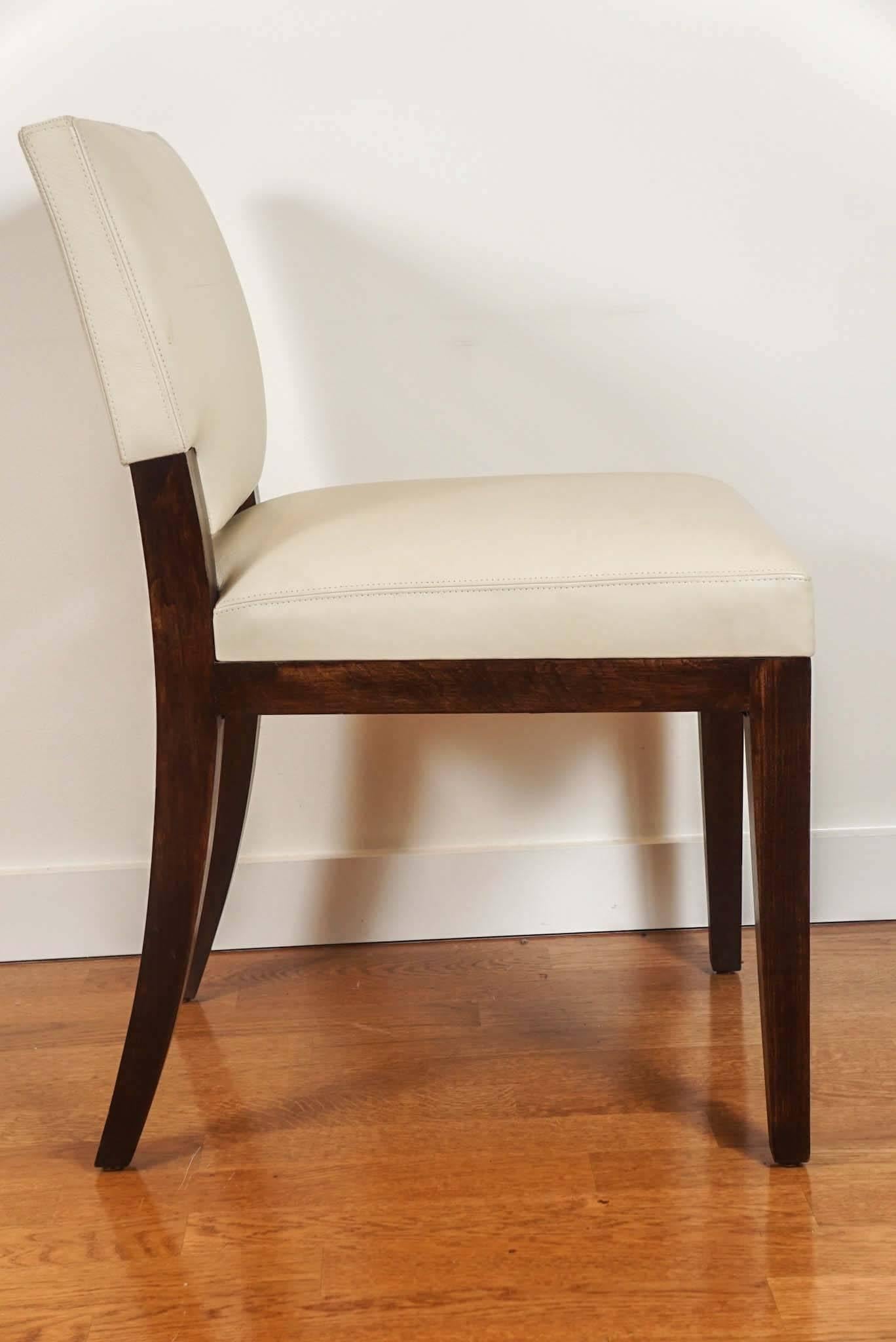 French Wood and Leather Side Chair