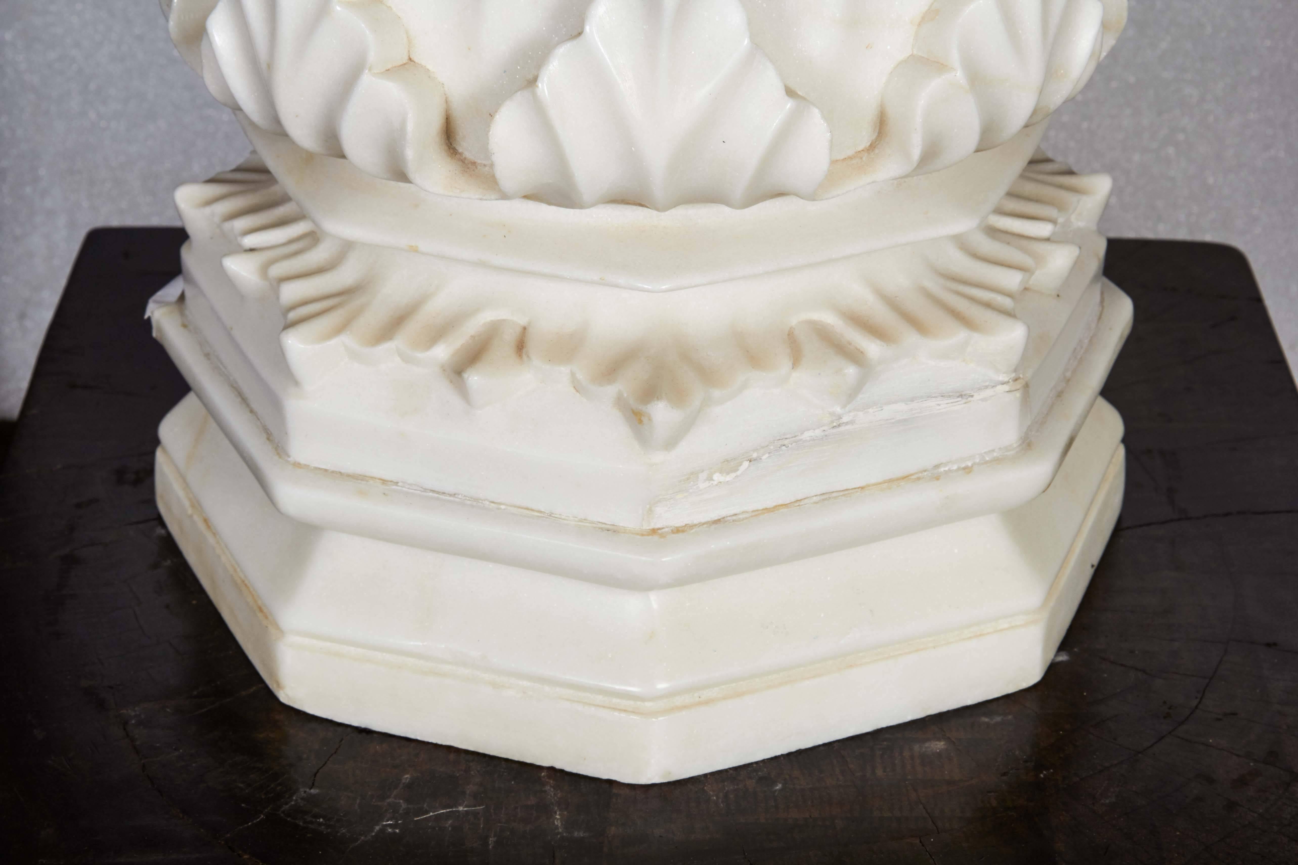 Carved White Marble Carpet Weight from India For Sale