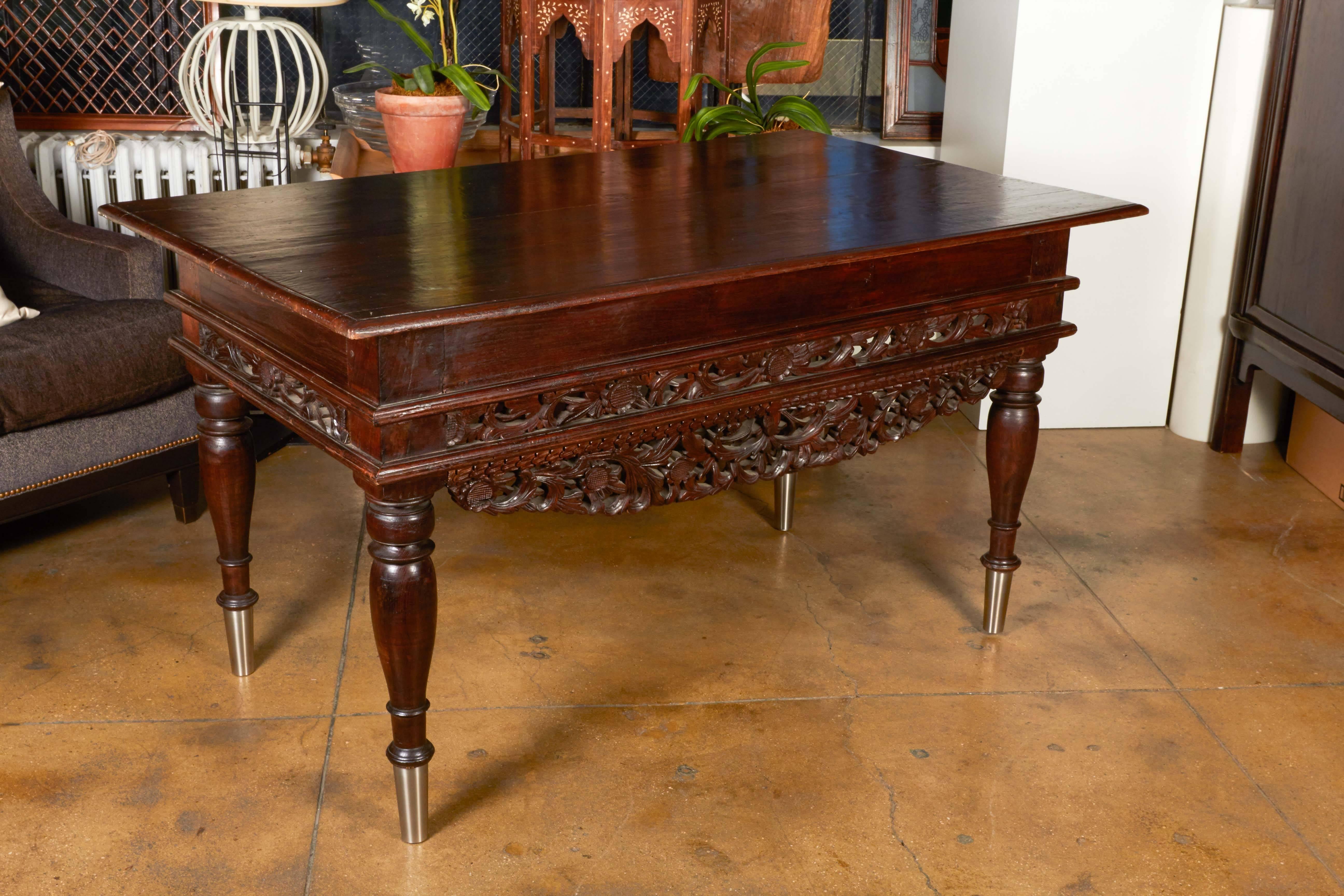 Indonesian Madura Desk with Ornately Carved Front