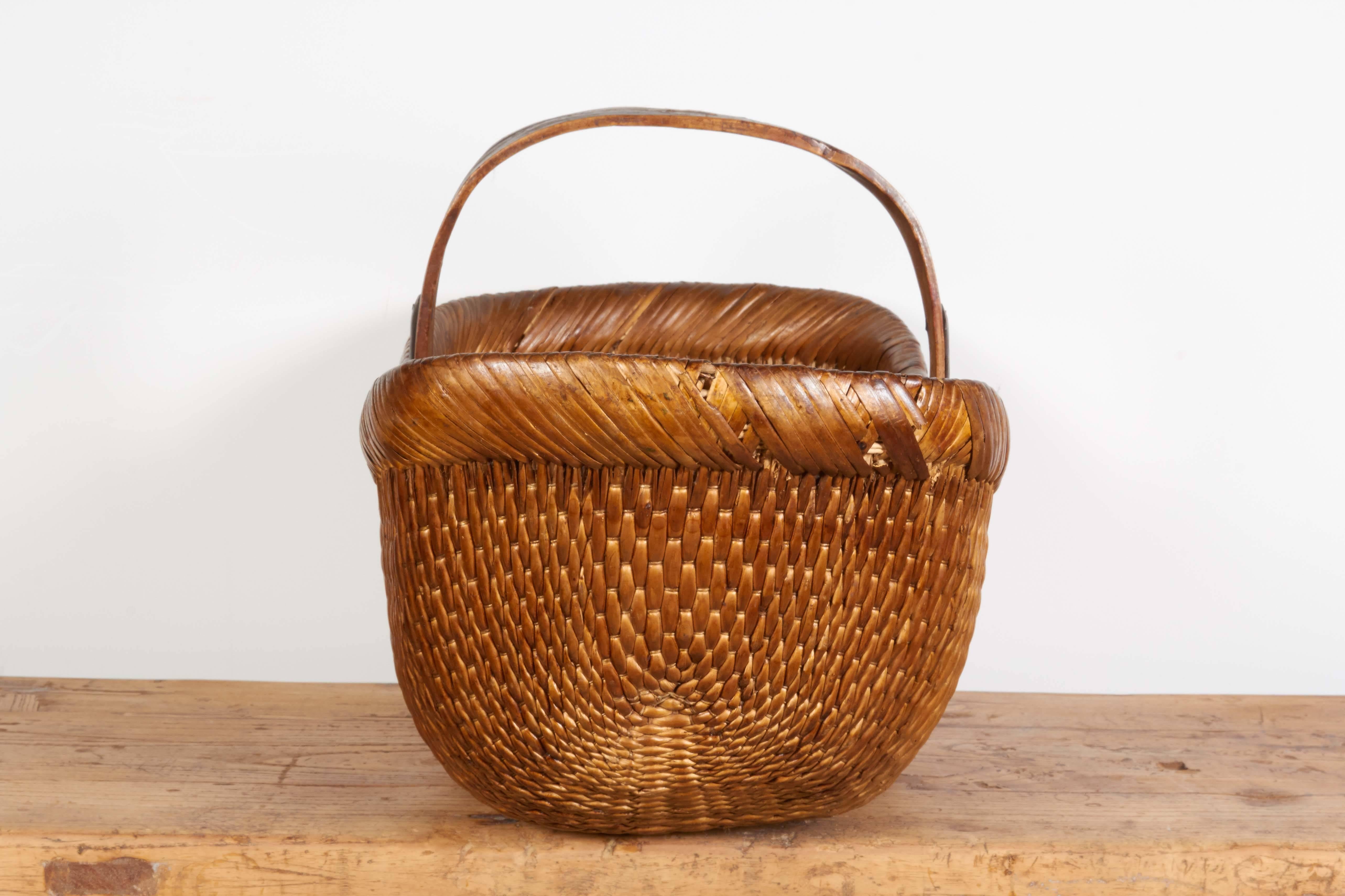 20th Century Antique Handmade Willow Flower Basket