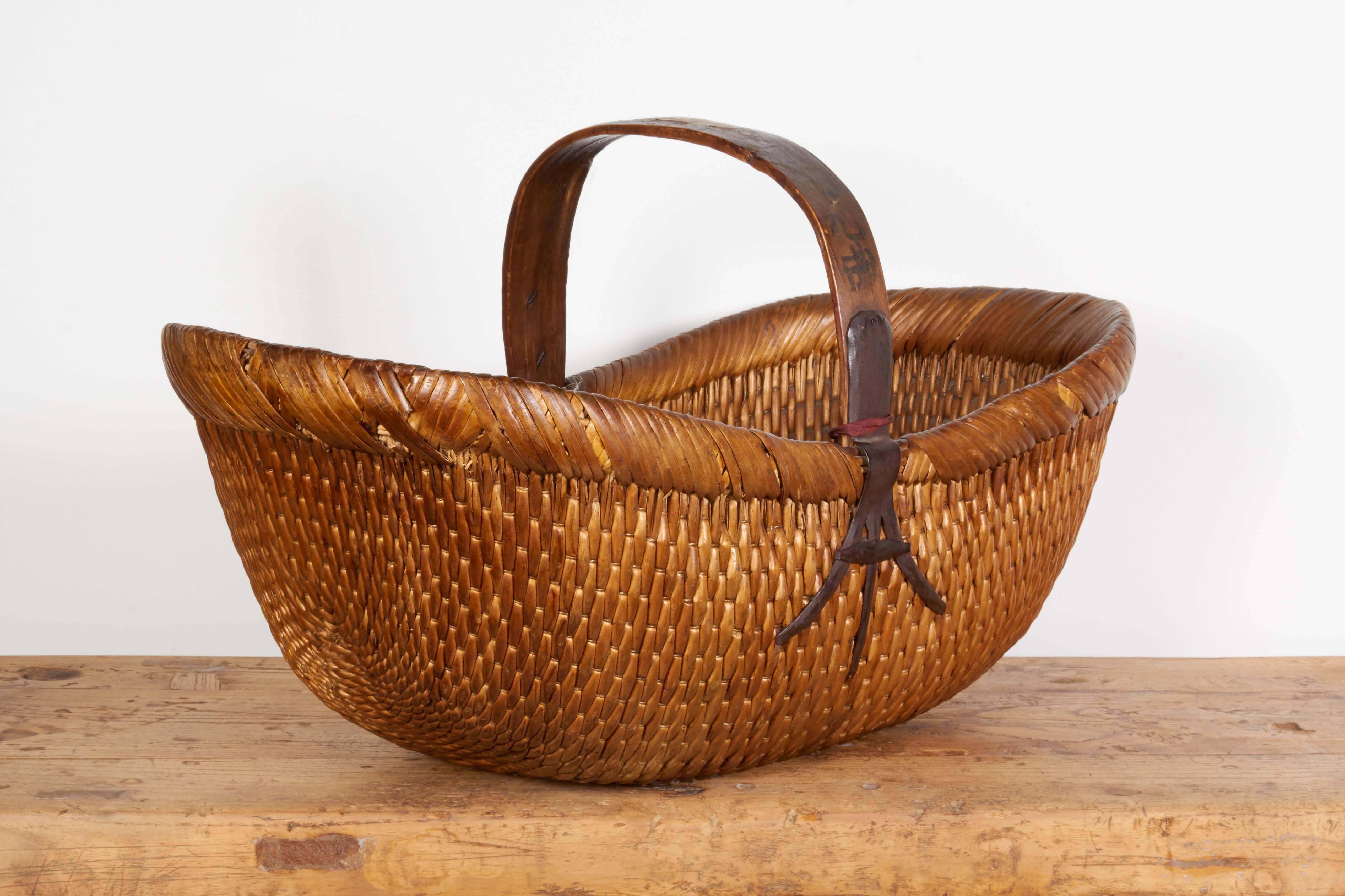 Antique Handmade Willow Flower Basket 2