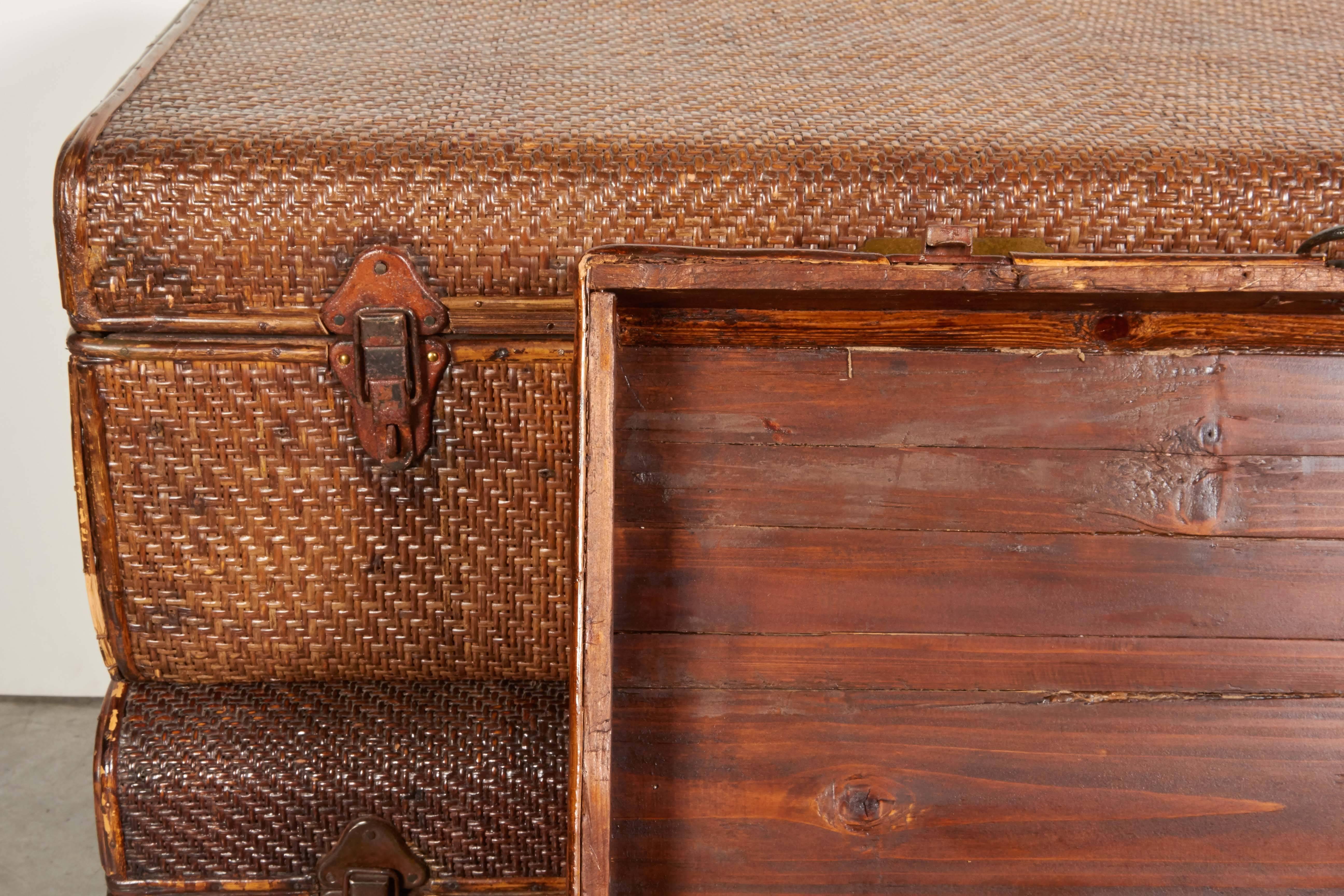 Collection of Handmade Rattan Suitcases with Perfectly Finished Wooden Interiors 1