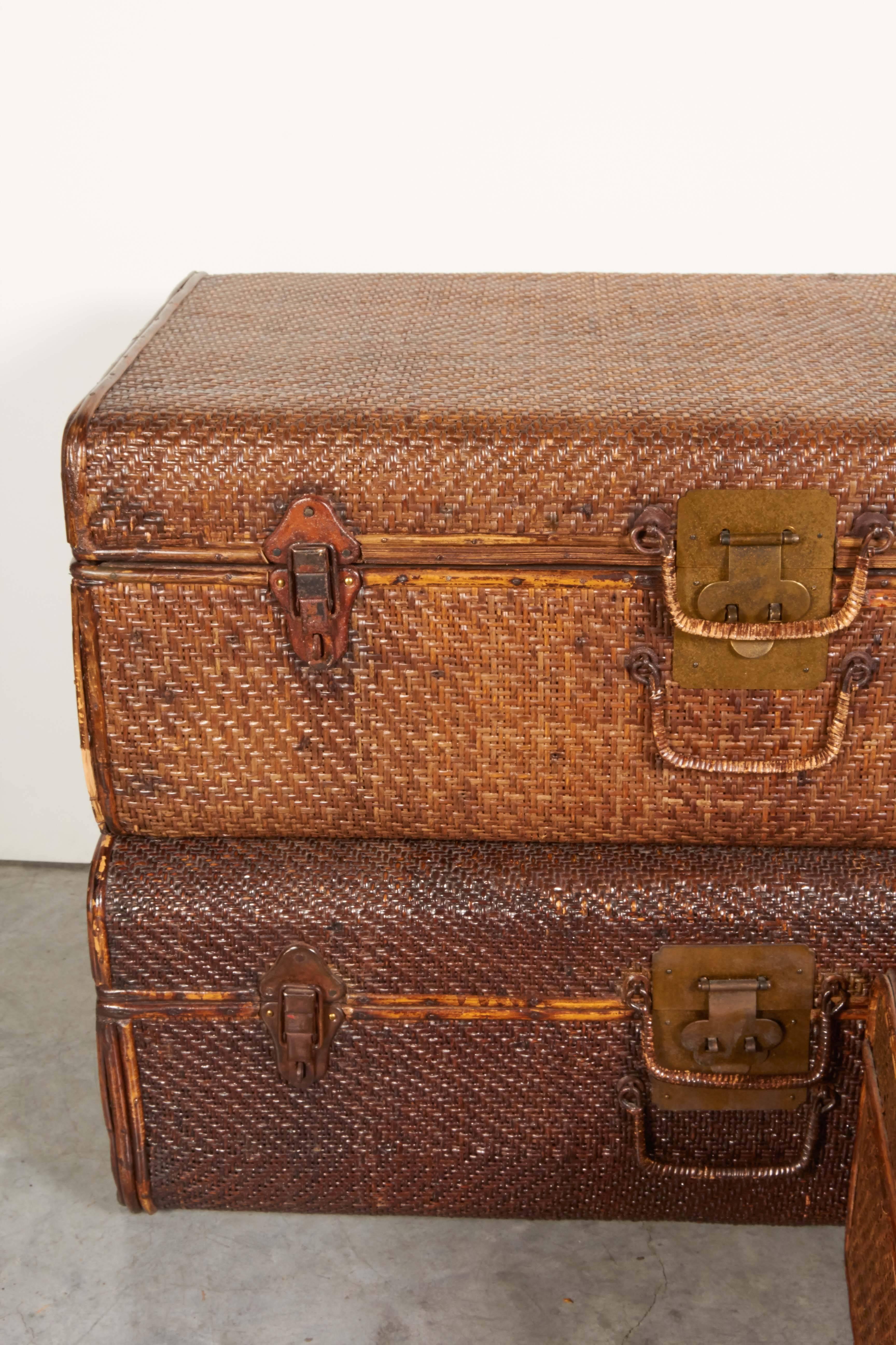 Collection of Handmade Rattan Suitcases with Perfectly Finished Wooden Interiors 2