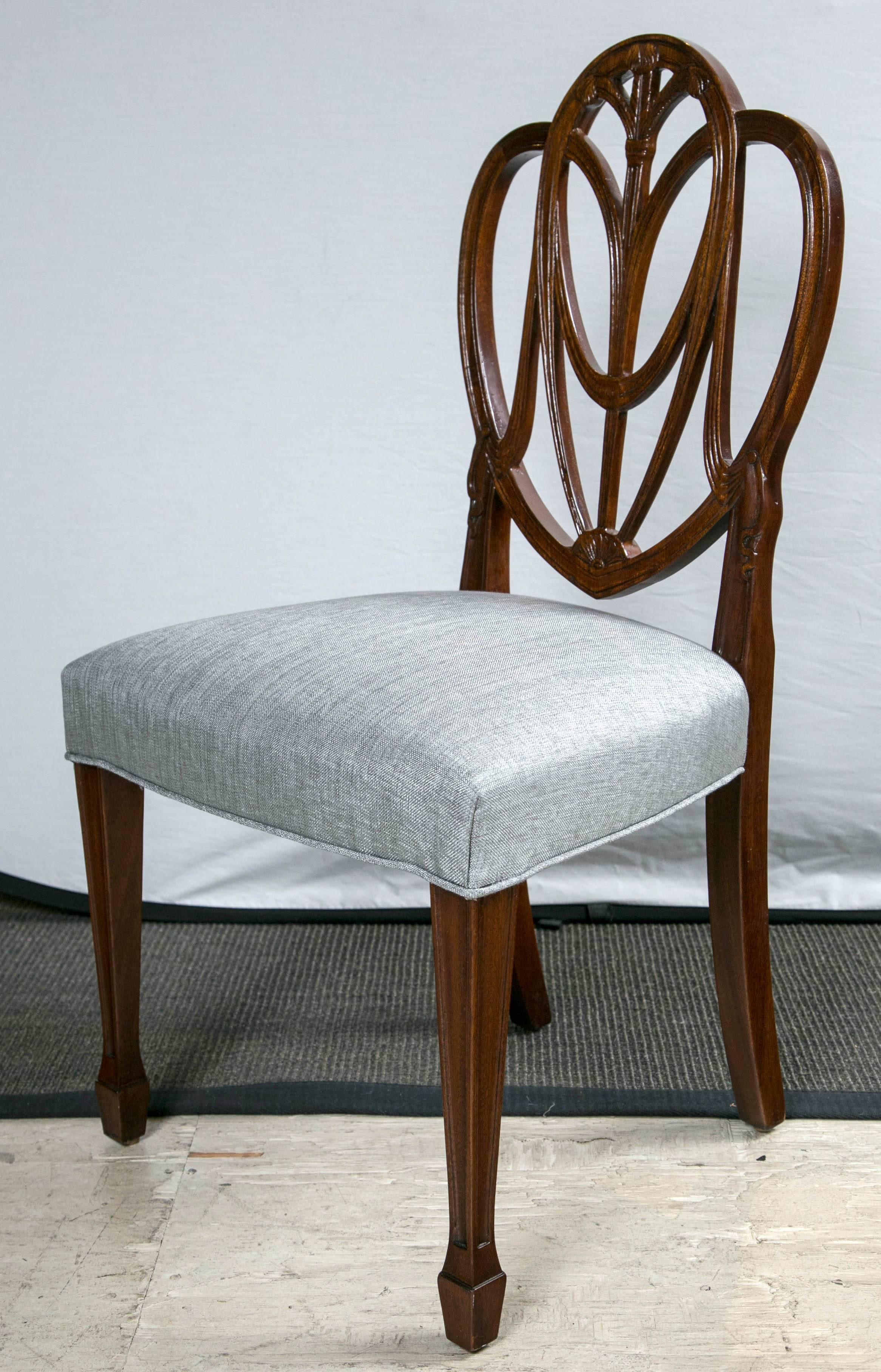 English Set of Ten Mahogany Hepplewhite Style Dining Chairs