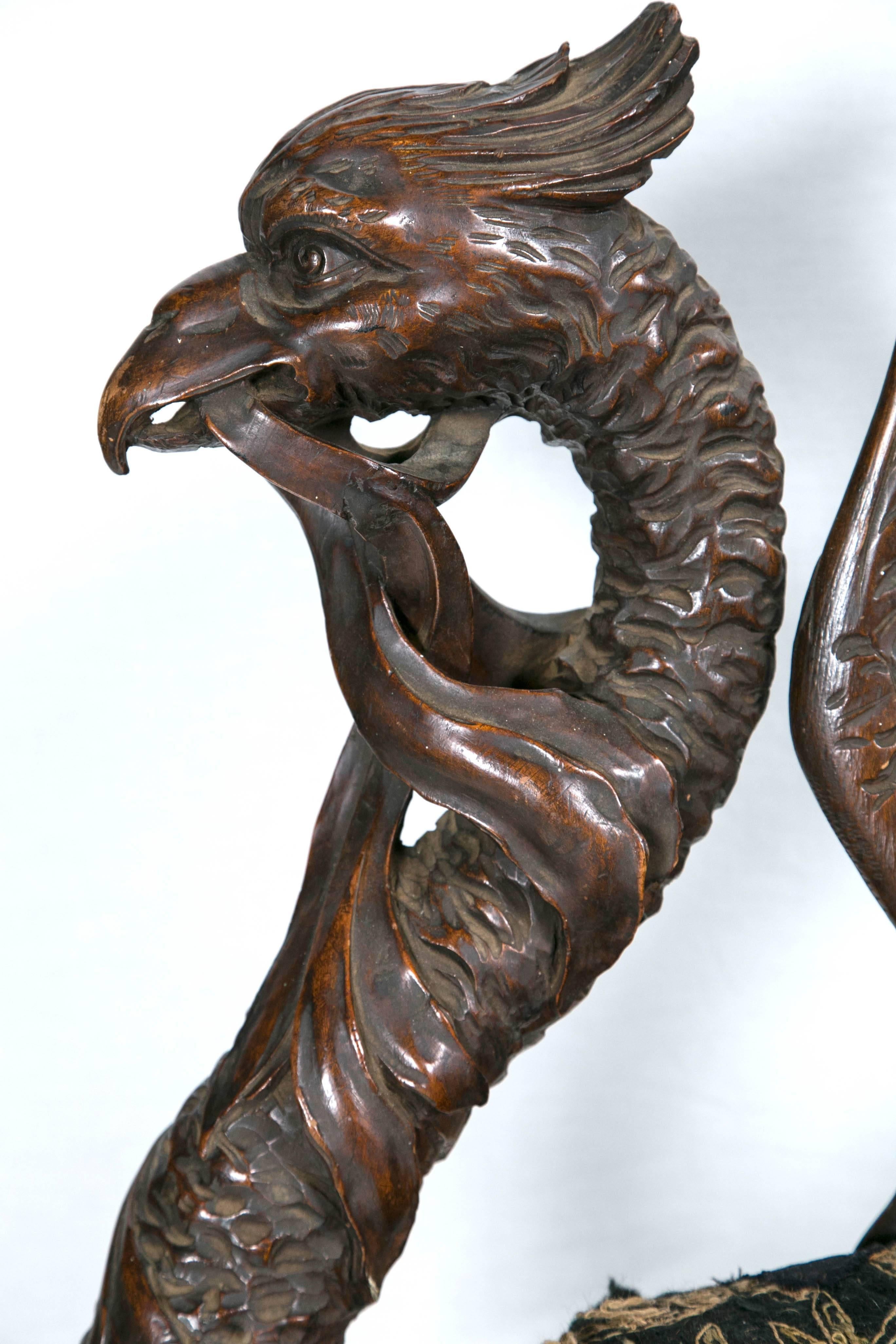 German 19th Century Carved Black Forest Chair with an Eagle