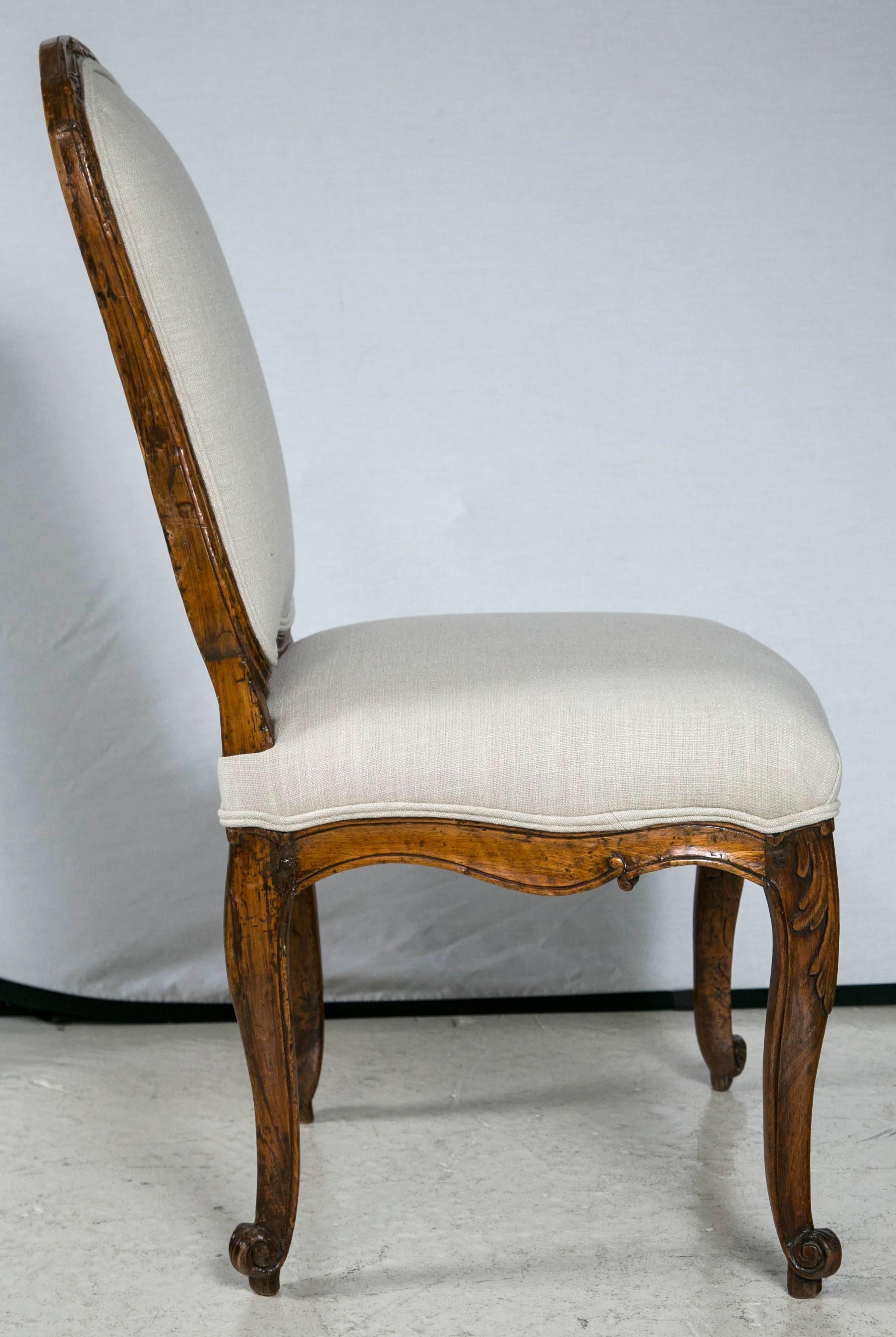 Linen Pair of 18th Century Walnut Chairs