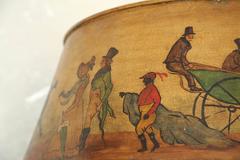 Original Edwardian Six-Light Chandelier with Hand-Painted Vellum Lampshade