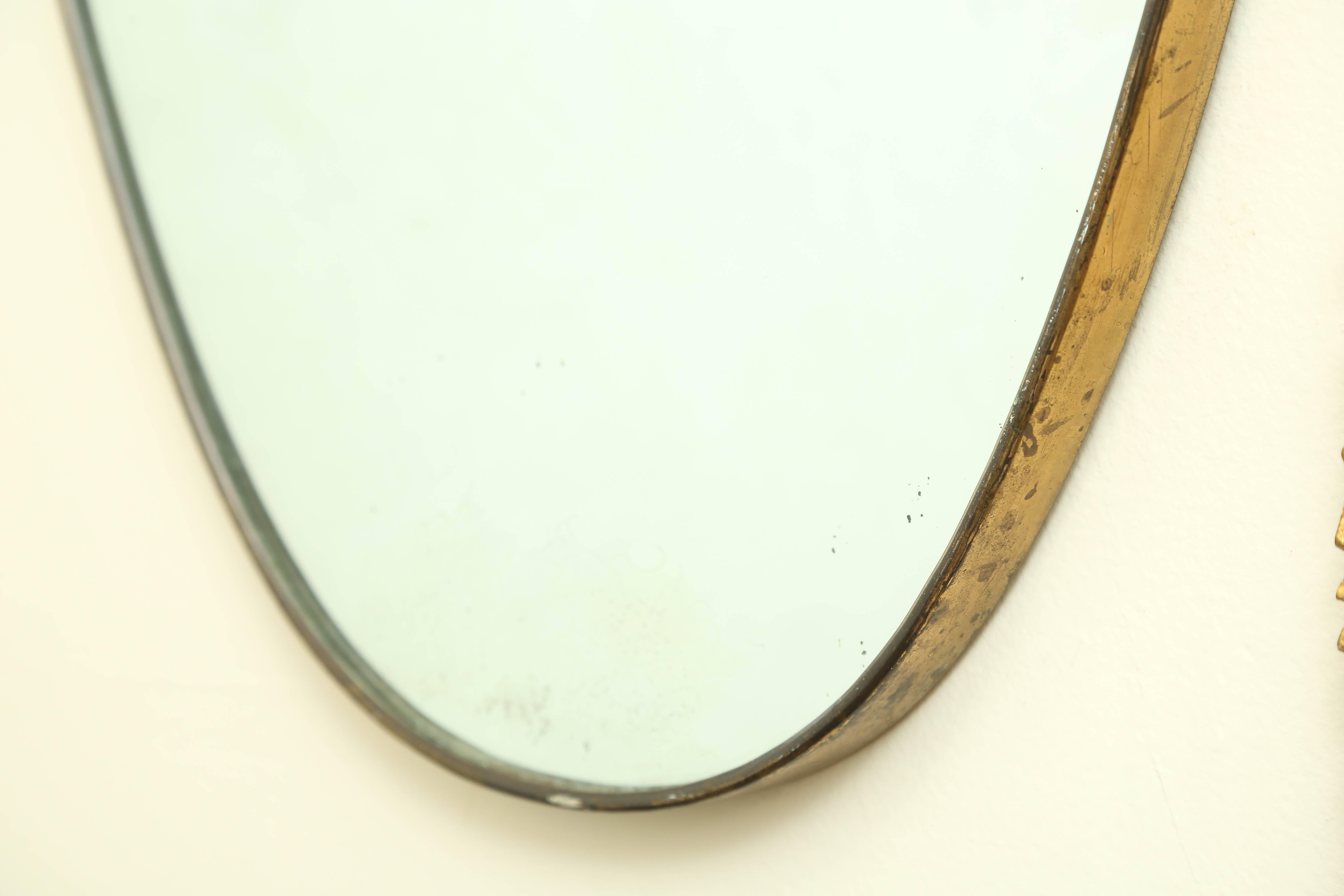 Mid-Century Modern Large Italian Shield Mirror in Gio Ponti Style