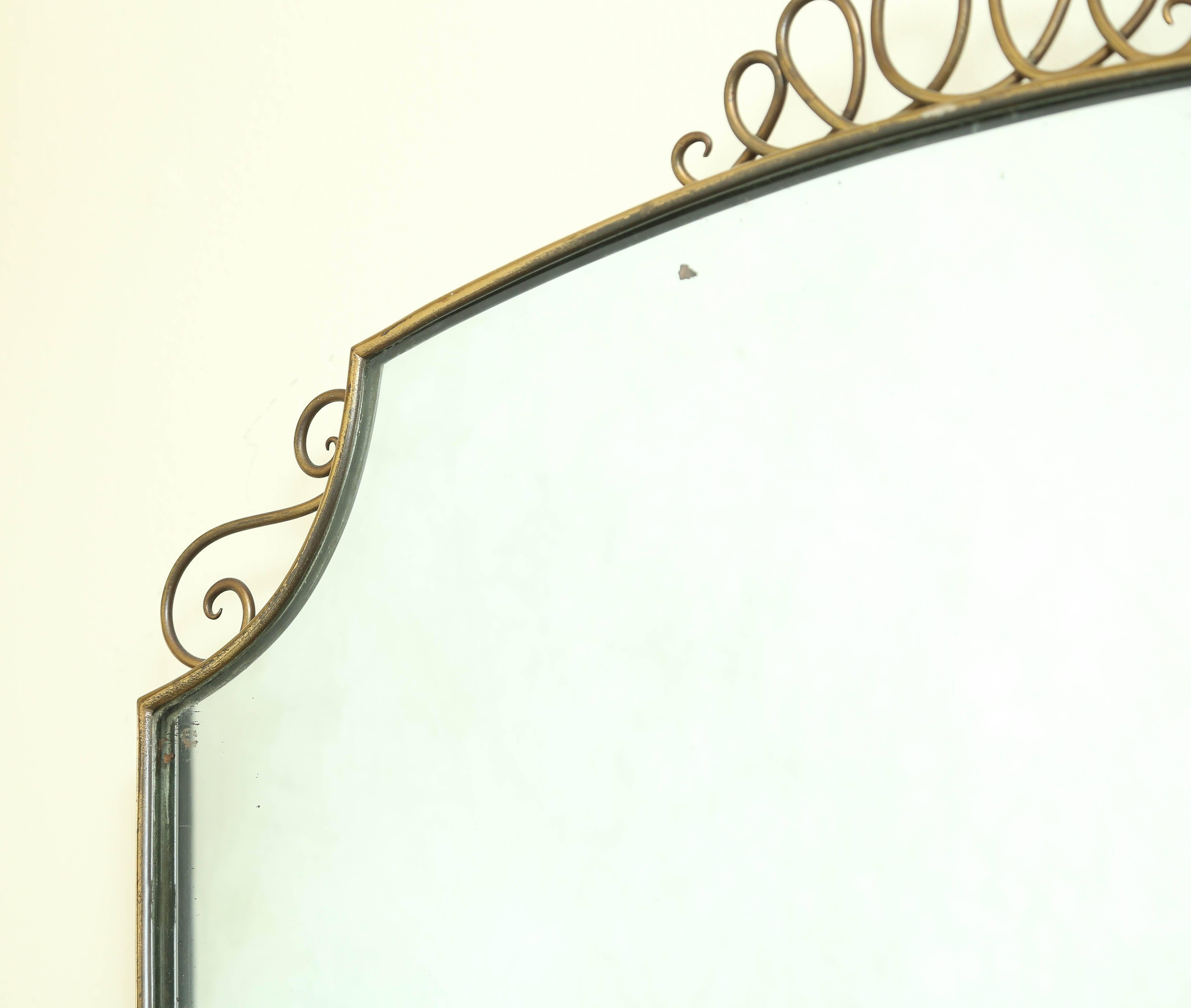 Mid-20th Century Large Italian Shield Mirror in Gio Ponti Style