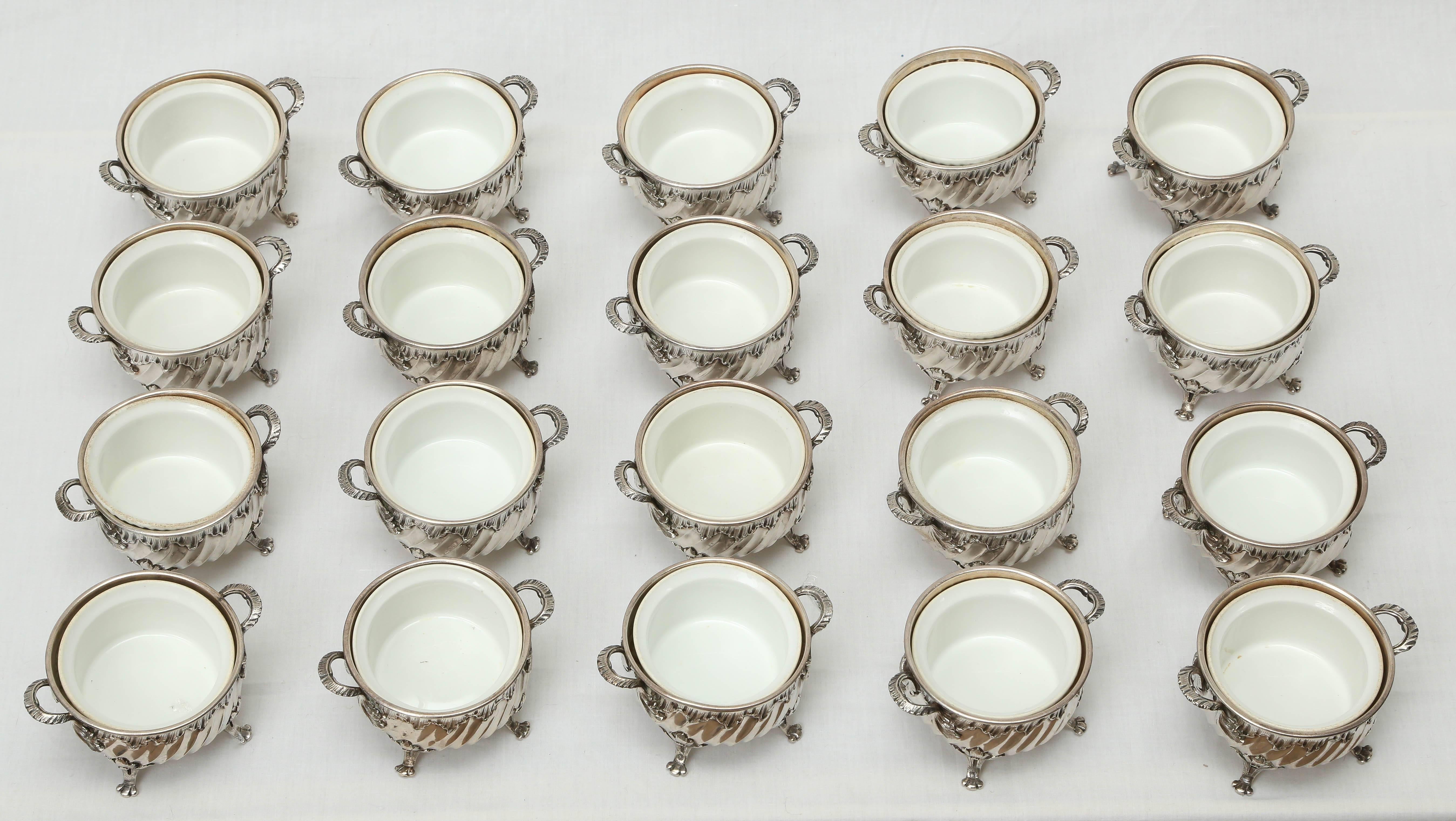 Edwardian Gustave Keller Set of Silver Side Dish Bowls