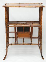 19th Century English Bamboo Magazine Rack with Tabletop