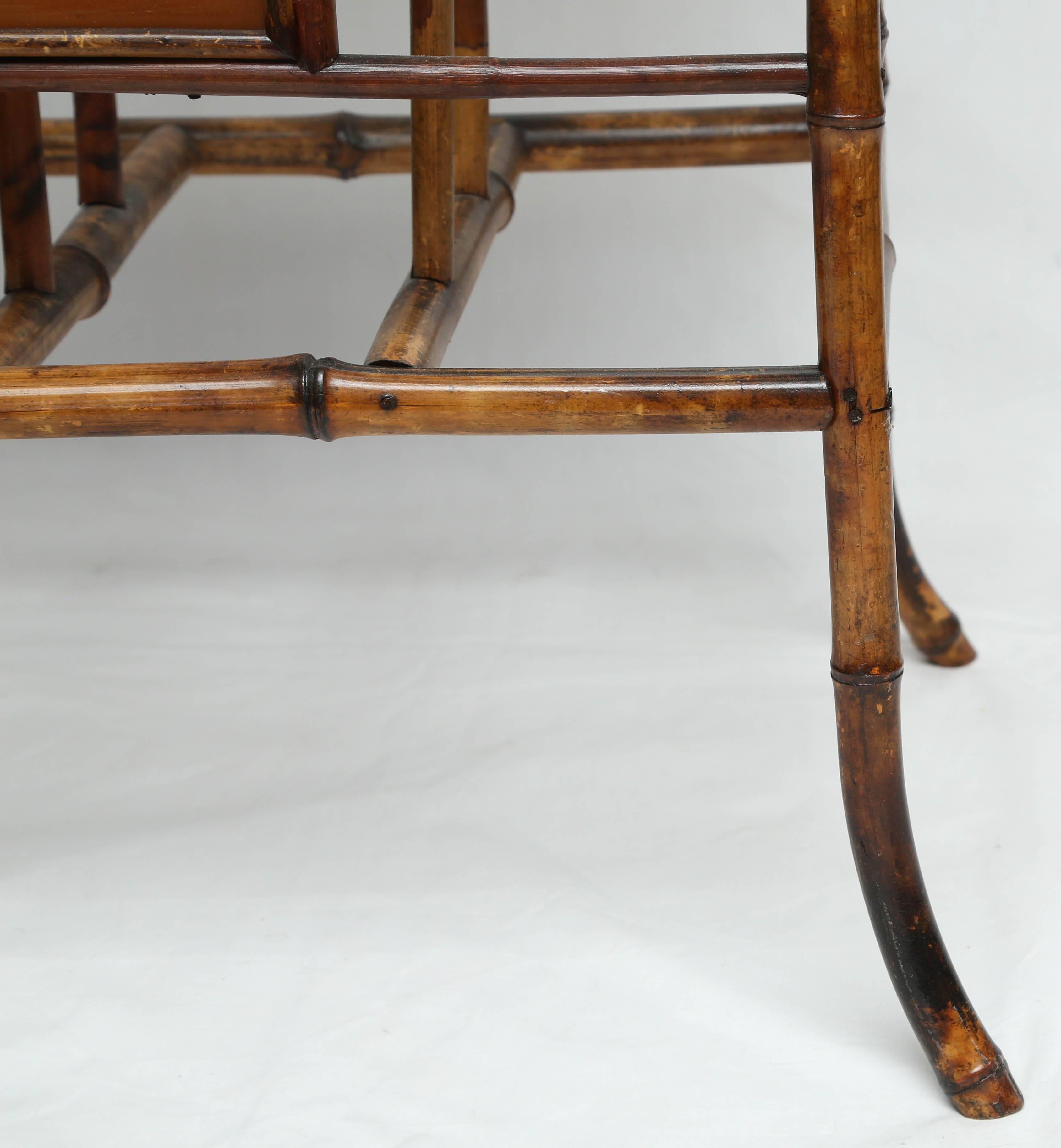 19th Century English Bamboo Magazine Rack with Tabletop For Sale 1