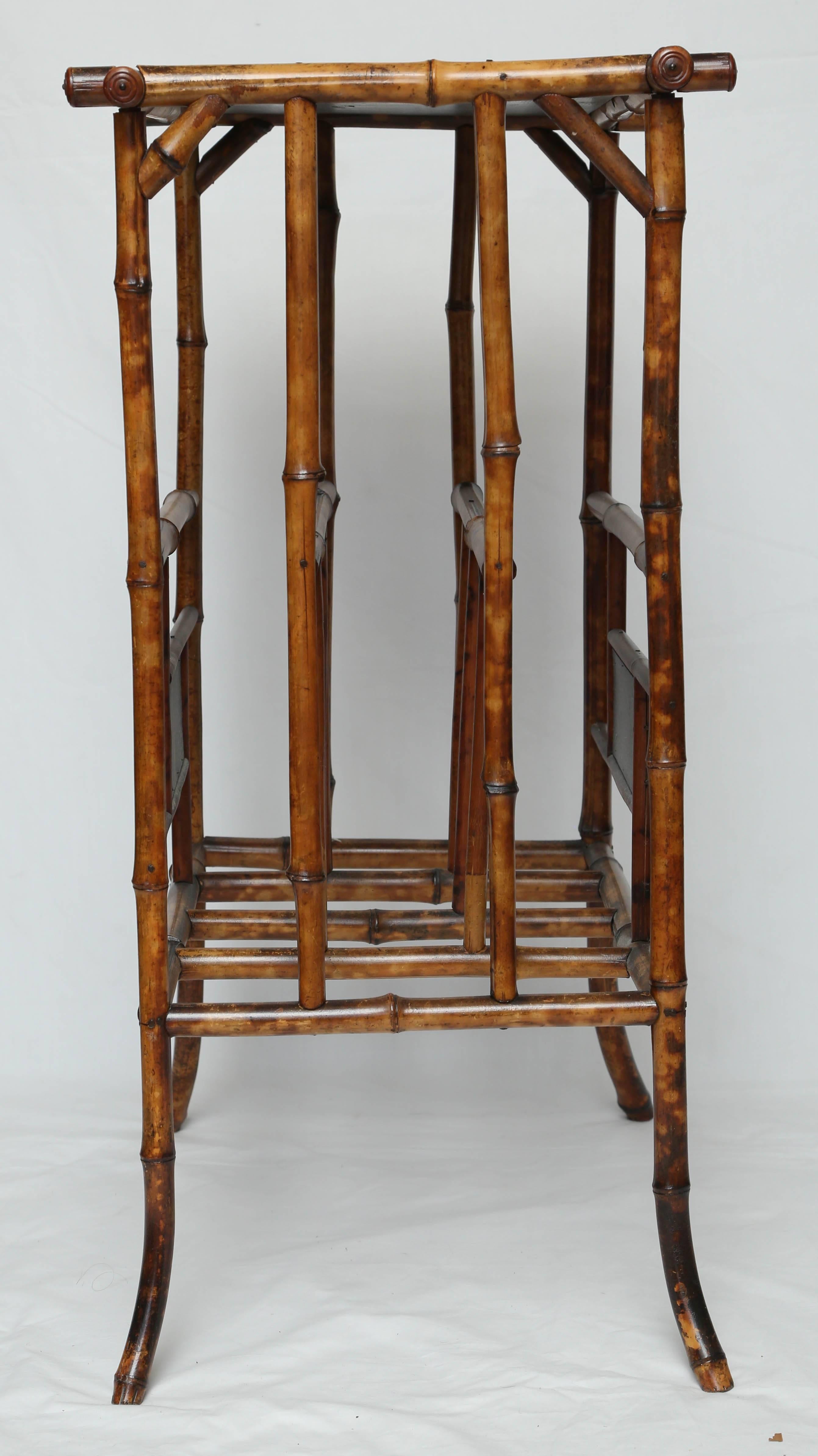 19th Century English Bamboo Magazine Rack with Tabletop For Sale 2
